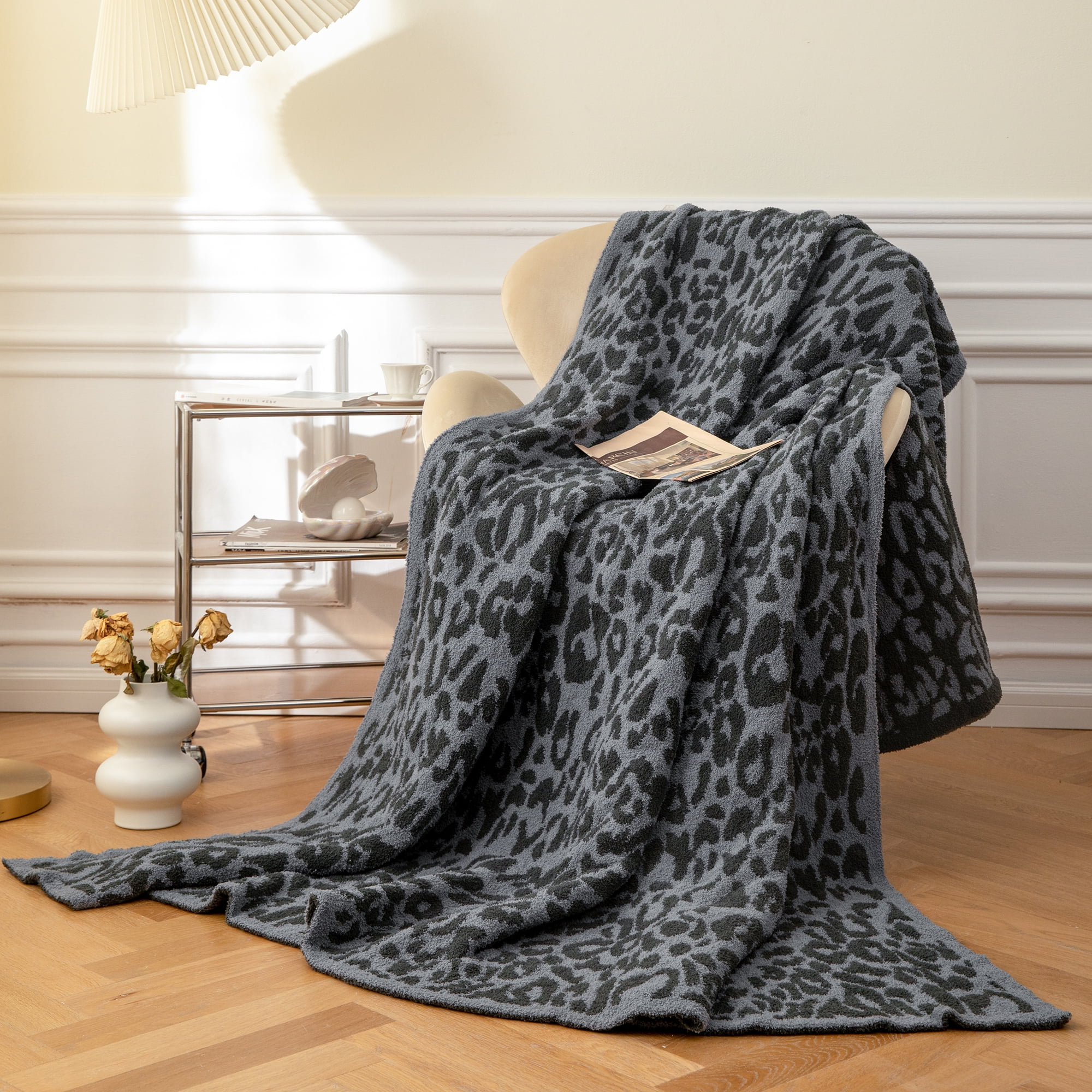 MH MYLUNE HOME Leopard Throw Blanket for Couch Bed Sofa Decorative