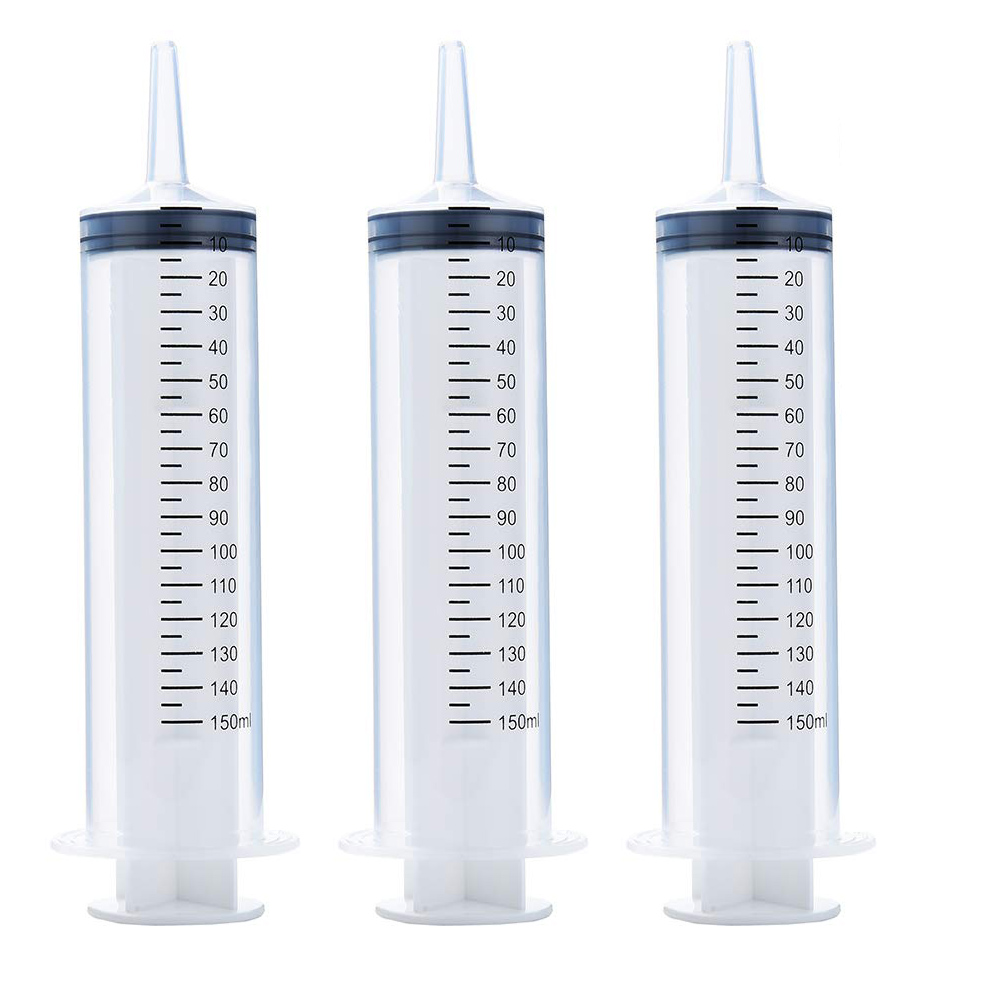 3 Pack 150ml Syringes, Large Plastic Syringe for Scientific Labs