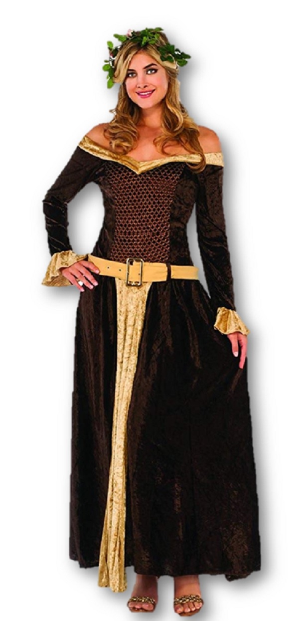 Medieval Maiden Mistress Adult Women's Costume Full Length Velvet Dress(04)