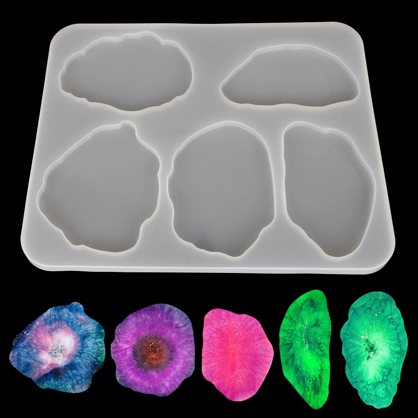 Large Irregular Coaster Resin Agate Molds, 5 Sizes Thick Durable