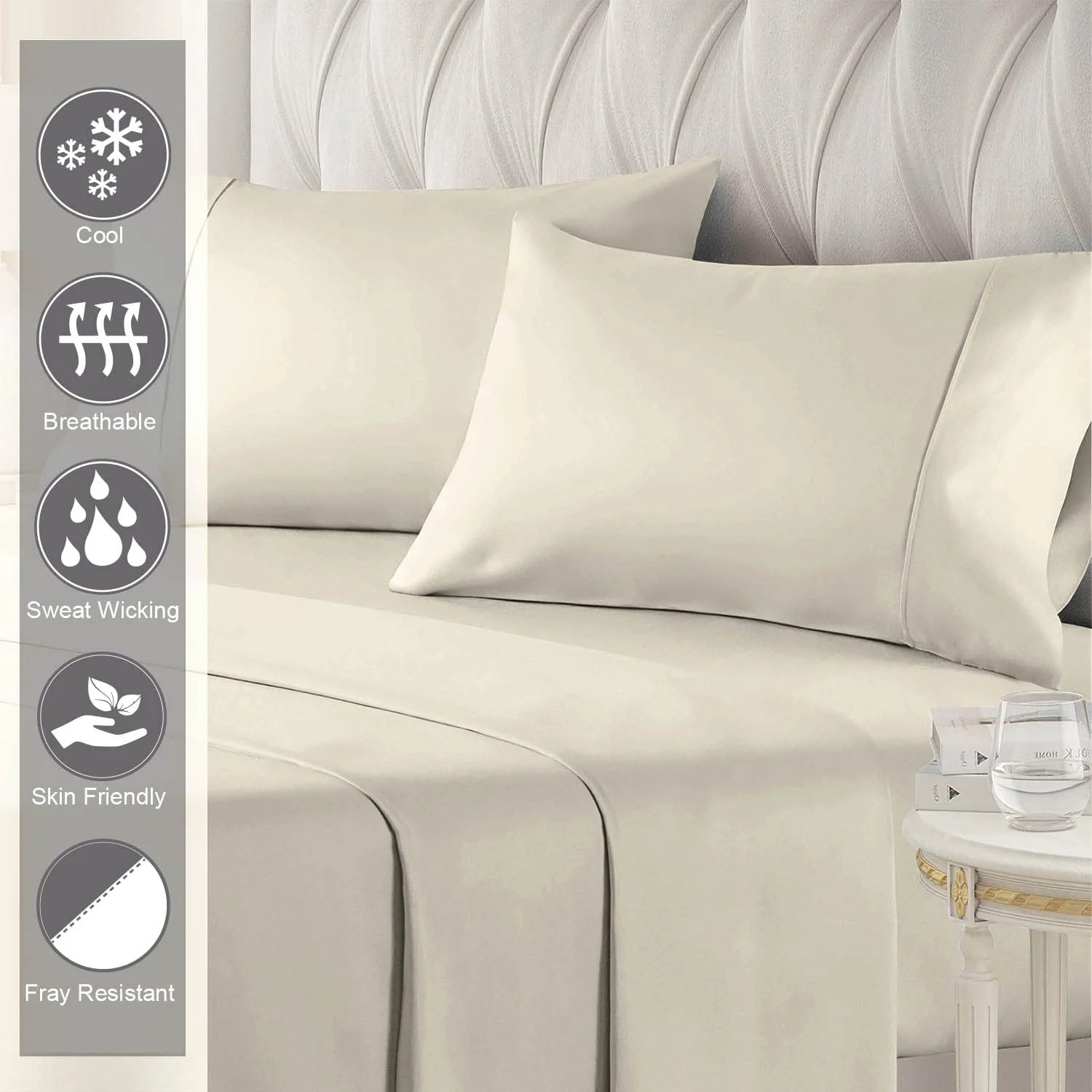 Cotton California King Sheet Set New Ivory, 400 Thread Count 100 Long