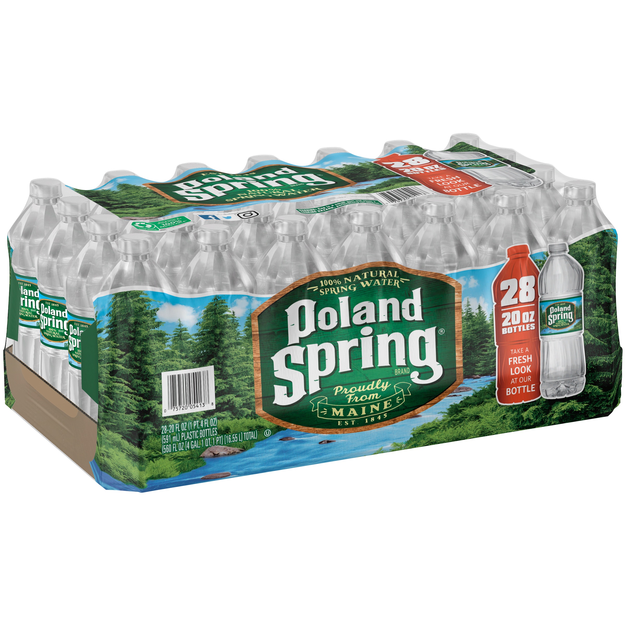 Poland Spring® 100 Natural Spring Water 28 20 fl. oz. Bottles