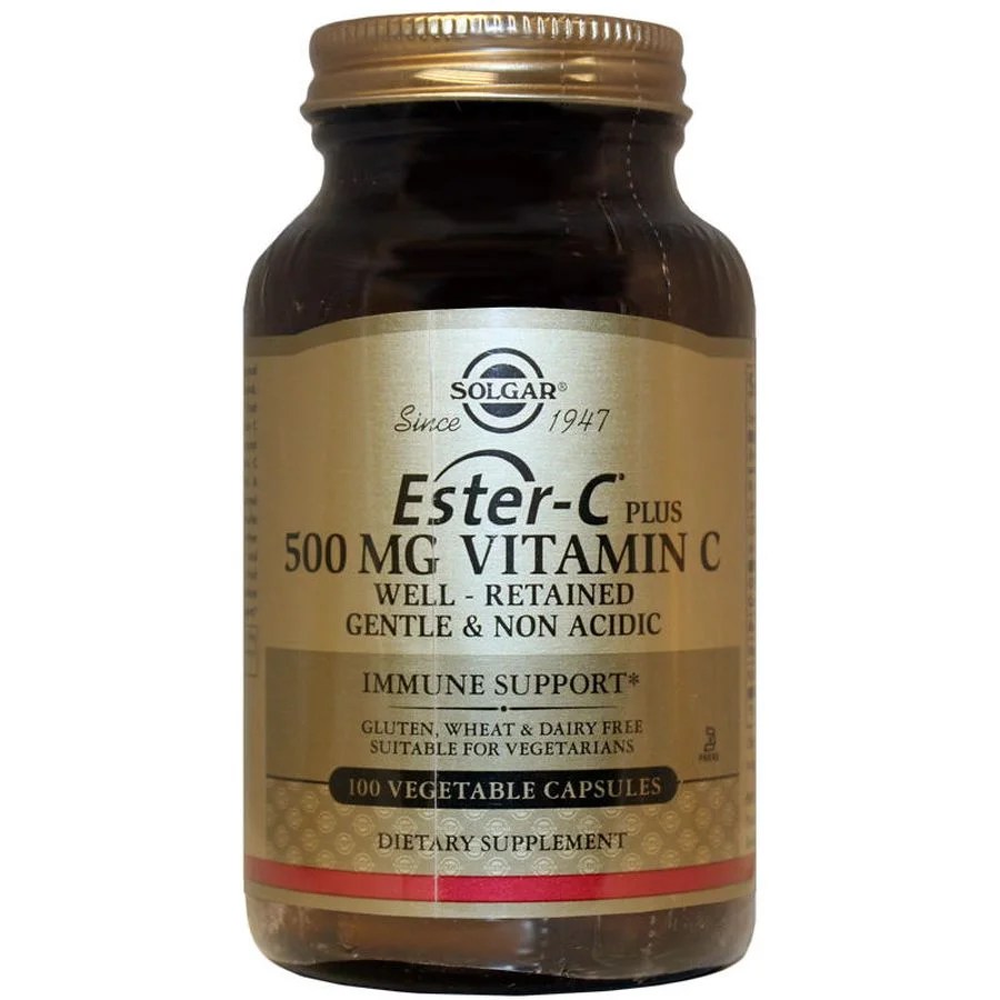 Solgar EsterC Plus 500 Mg Vitamin C Vegetable Capsules EsterC Ascorbate Complex 100