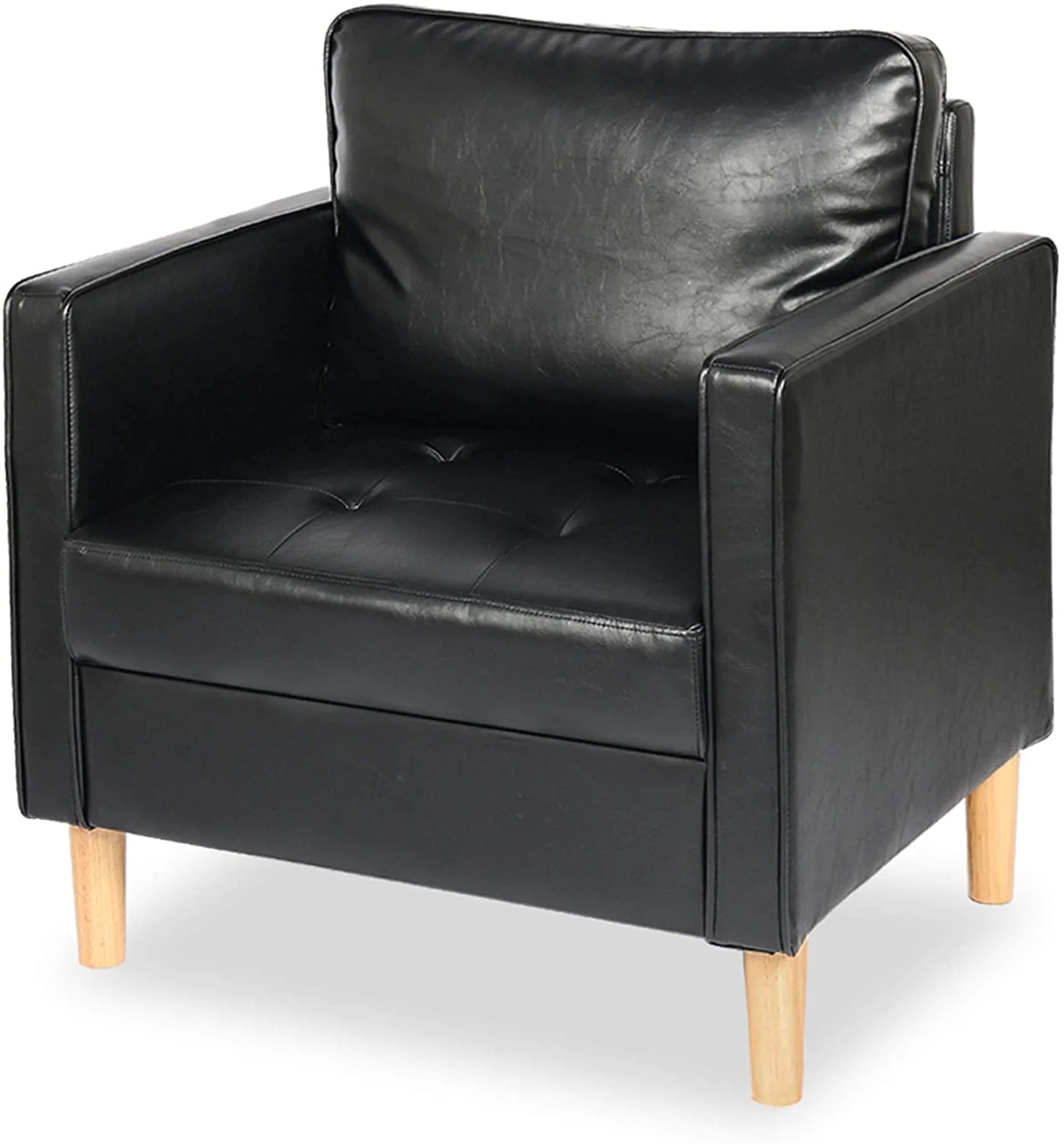 Modern Faux Leather Armchair Accent Chair with Arms, Comfy