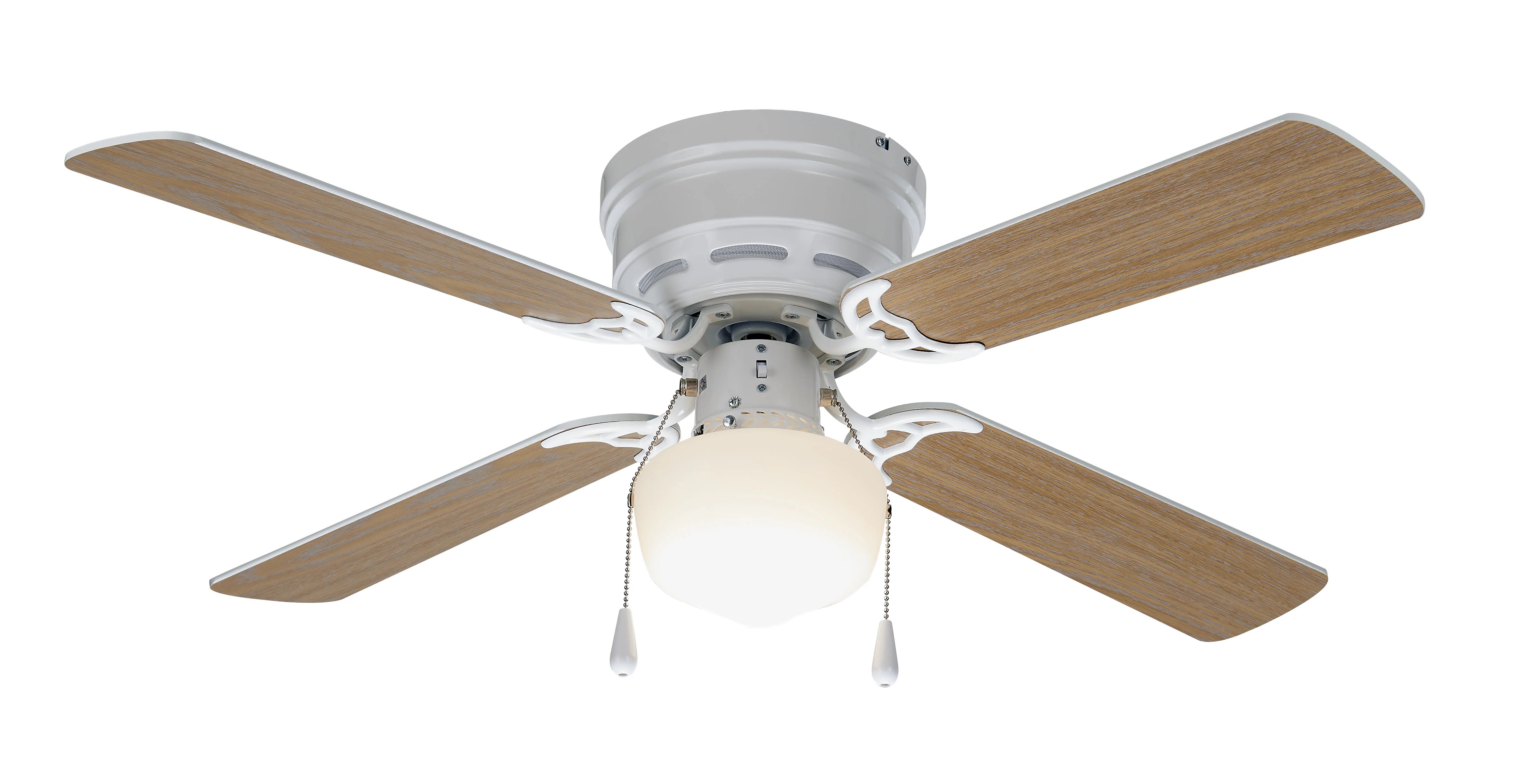 Mainstays 42" Hugger Metal Indoor Ceiling Fan with Light, White, 4