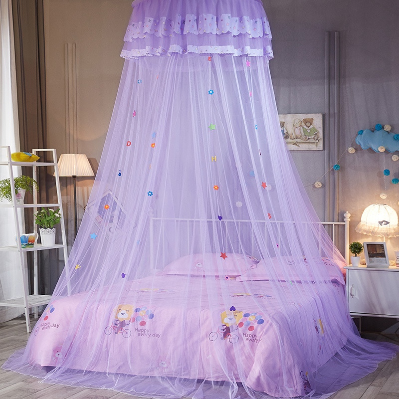 Luxury Princess Pastoral Lace Bed Canopy Net Crib, Round Hoop Princess