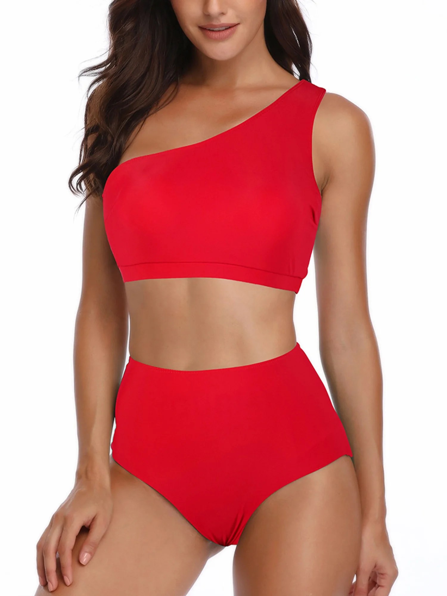 Women Ladies High Waist Swimwear Bikini Set Two Piece Swimsuit Zipper
