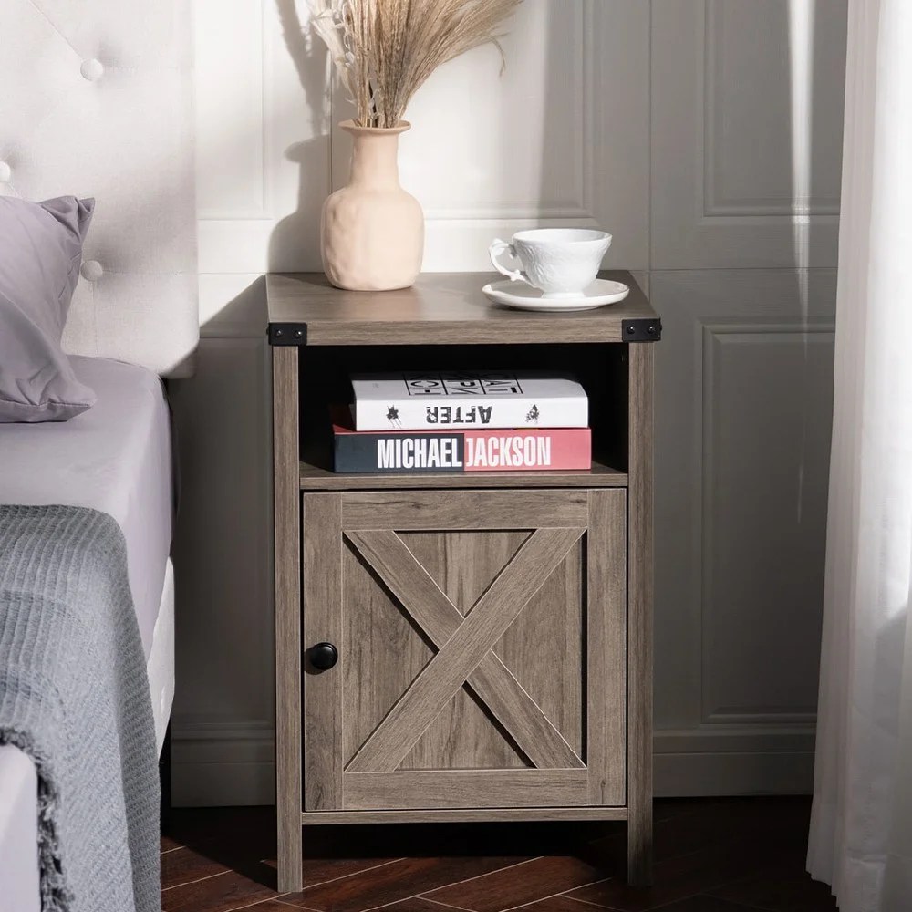 Farmhouse End Table Set of 2, Side Beside End Table Set of 2 for Living