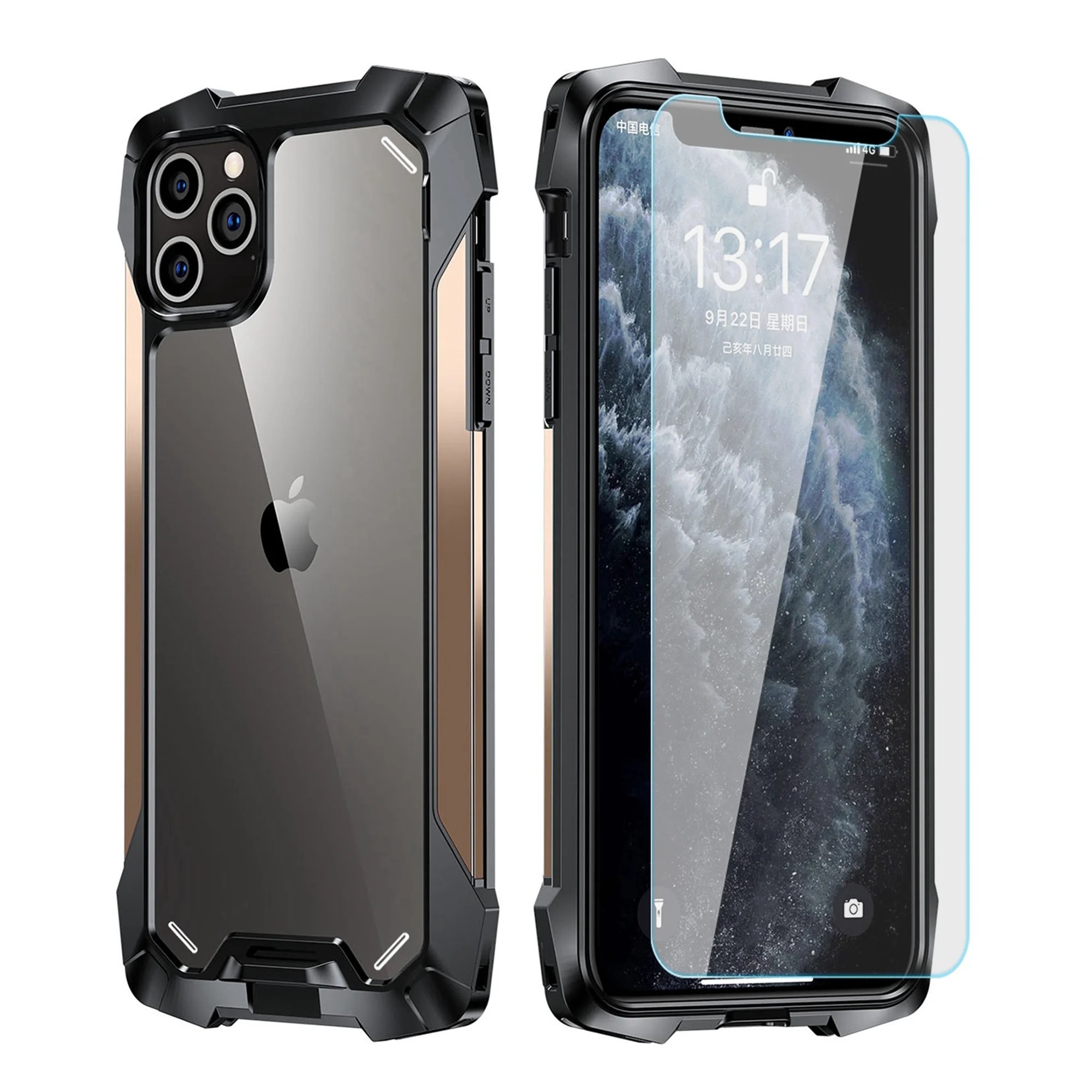 iPhone 12 Case with Full Coverage Tempered Glass Screen Protector iPhone 12 Case with Full Coverage Tempered Glass Screen Protector