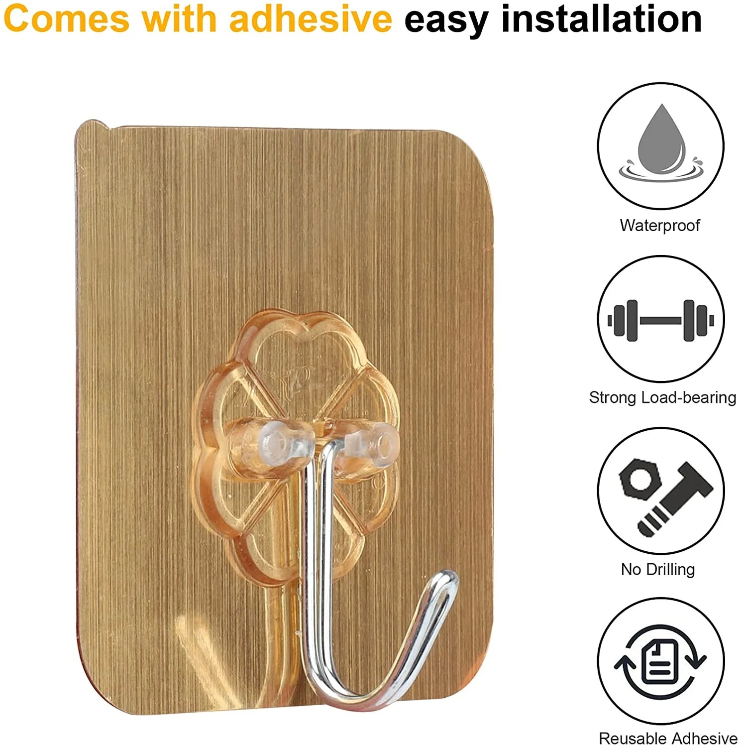 PILLYBALLA Gold Command Hooks Heavy Duty 20 lbs 3m Hooks Wall Hooks
