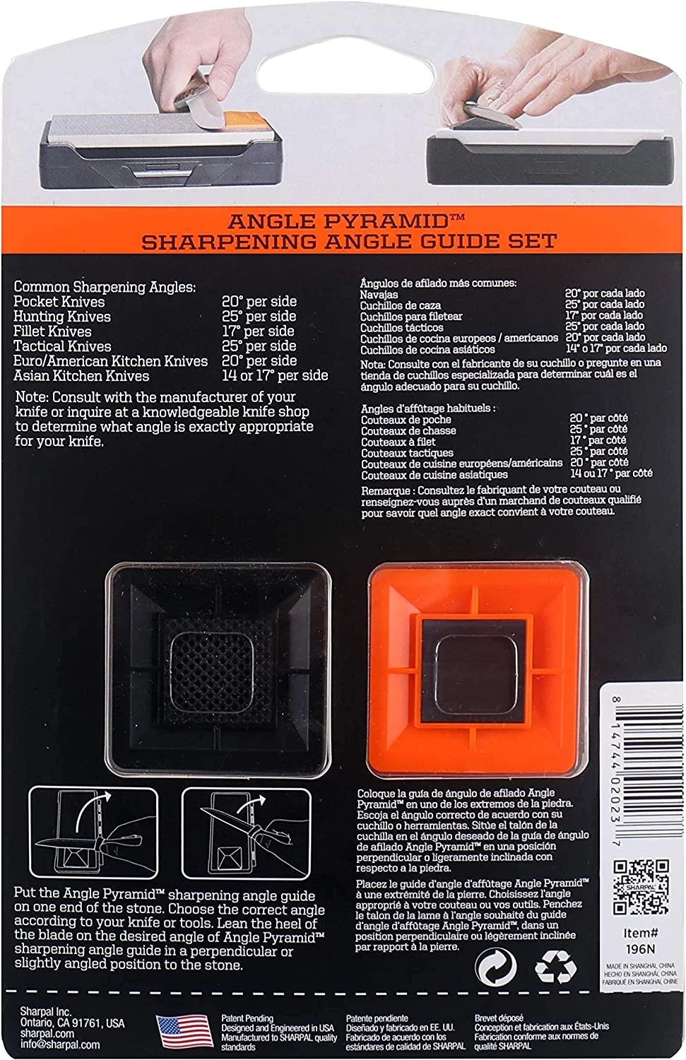 Buy Sharpal 196N ANGLE PYRAMID Whetstone Knife Blade Sharpener Sharpening Stone Angle Guide 2