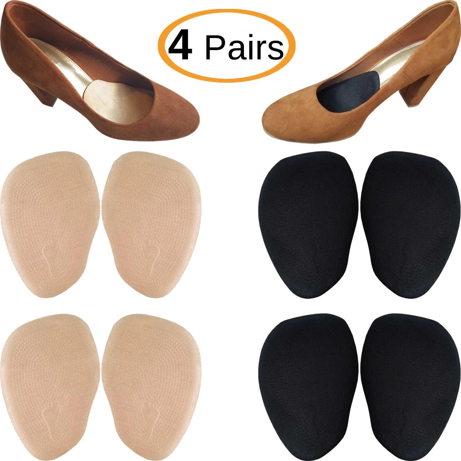 Chiroplax High Heel Cushion Inserts Pads (4 Pairs) Suede Ball of Foot