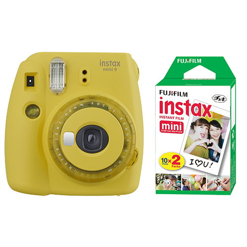 Fujifilm Instax Mini 9 Instant Film Camera Clear Yellow + 20 Sheets