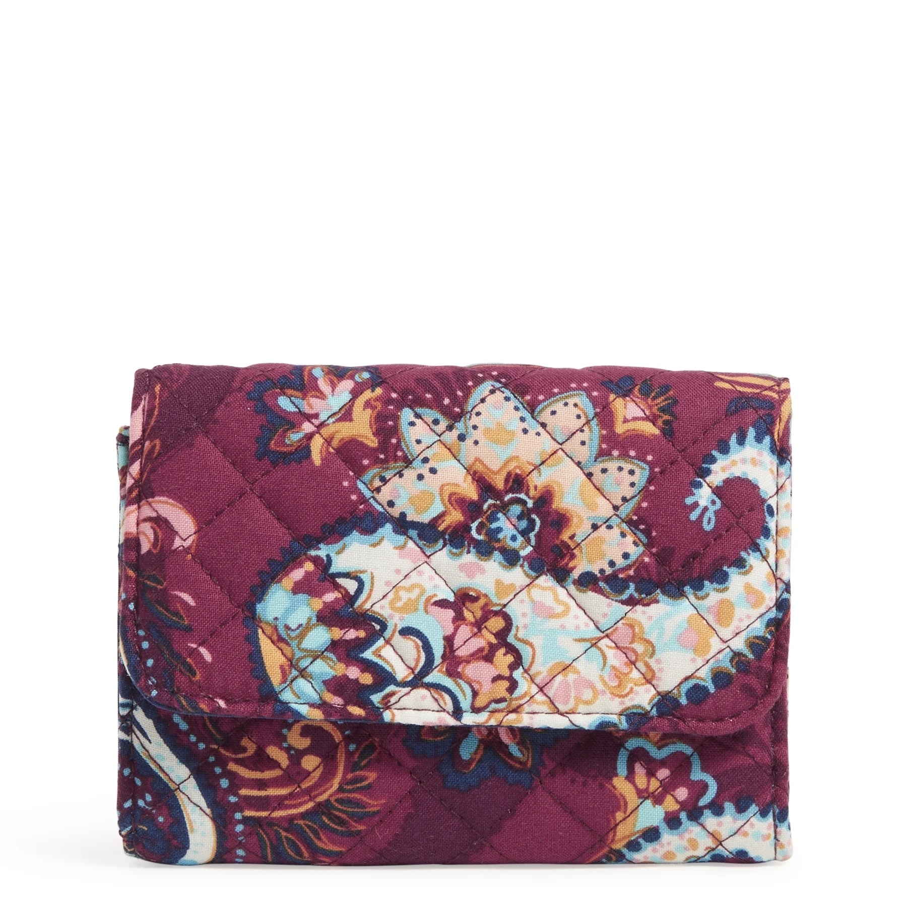 Vera Bradley Women's Recycled Cotton RFID Riley Compact Wallet Paisley