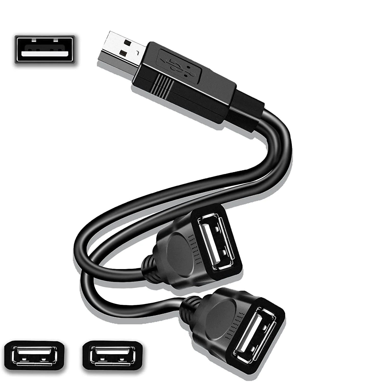 USB Splitter Cable, USB 2.0 Y Splitter Cord, USB A Male to Dual USB A