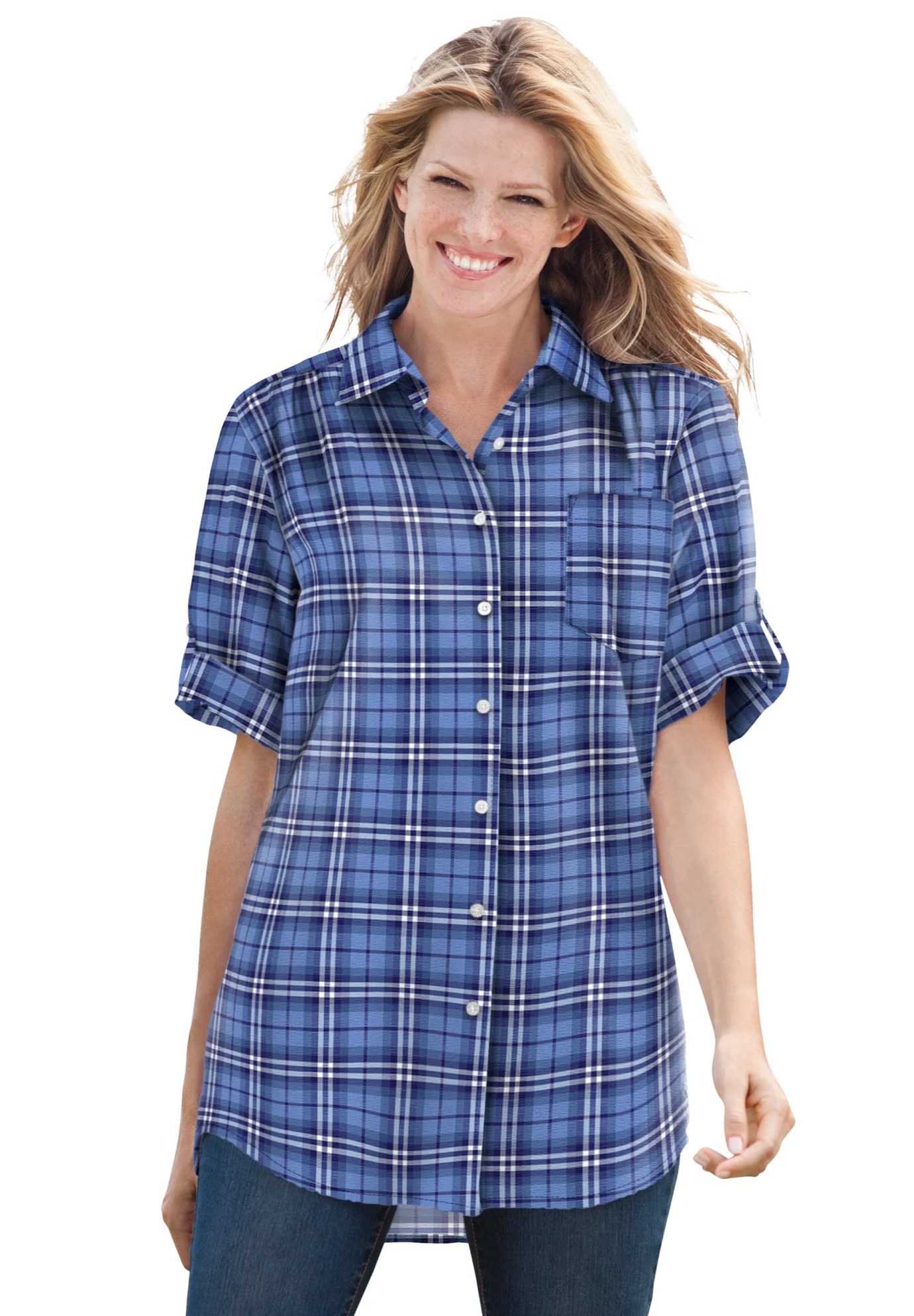 Woman Within Woman Within Women&#039,s Plus Size Short Sleeve Button Down
