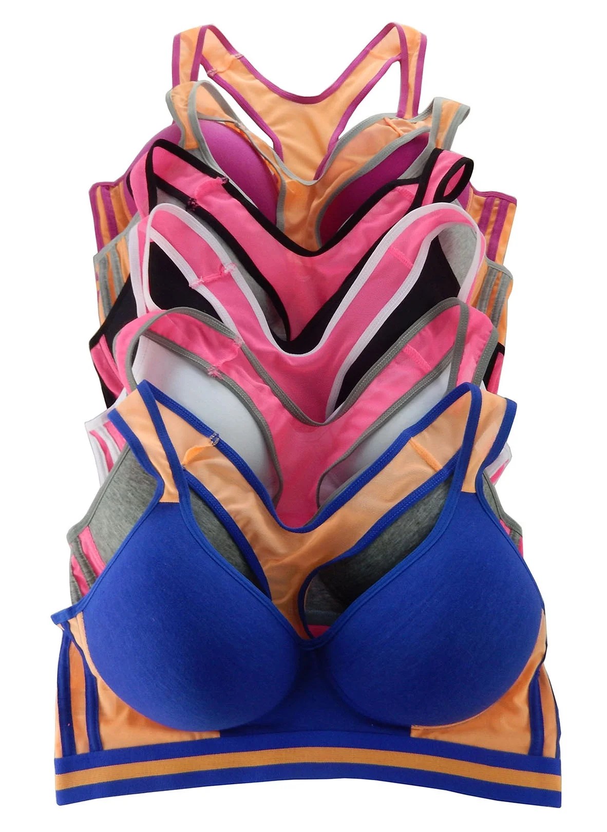 Viola’s Secret Women Bras 6 Pack of Cotton Sports Bra with B cup C