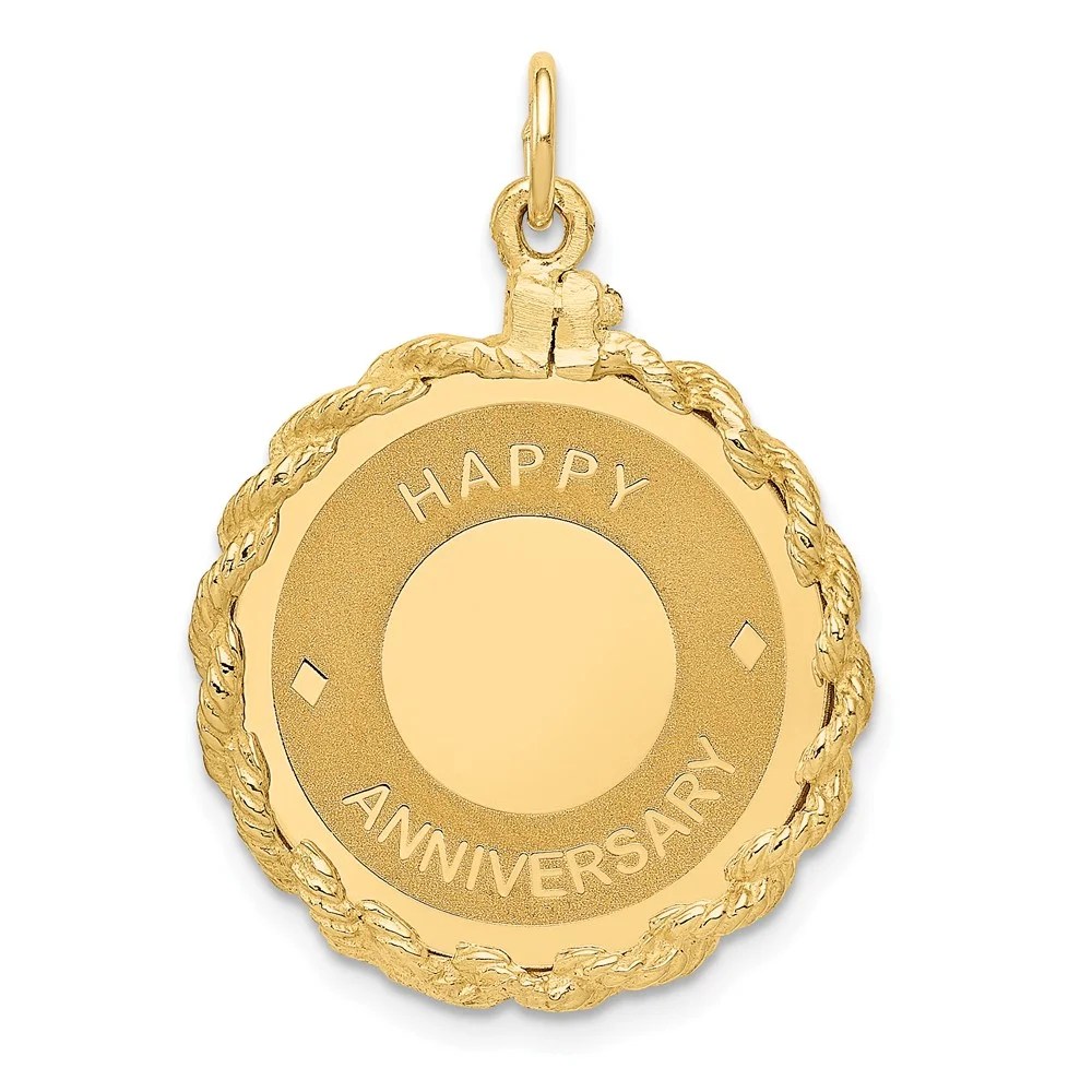 Diamond2Deal Solid 14k Yellow Gold Happy Anniversary Pendant for