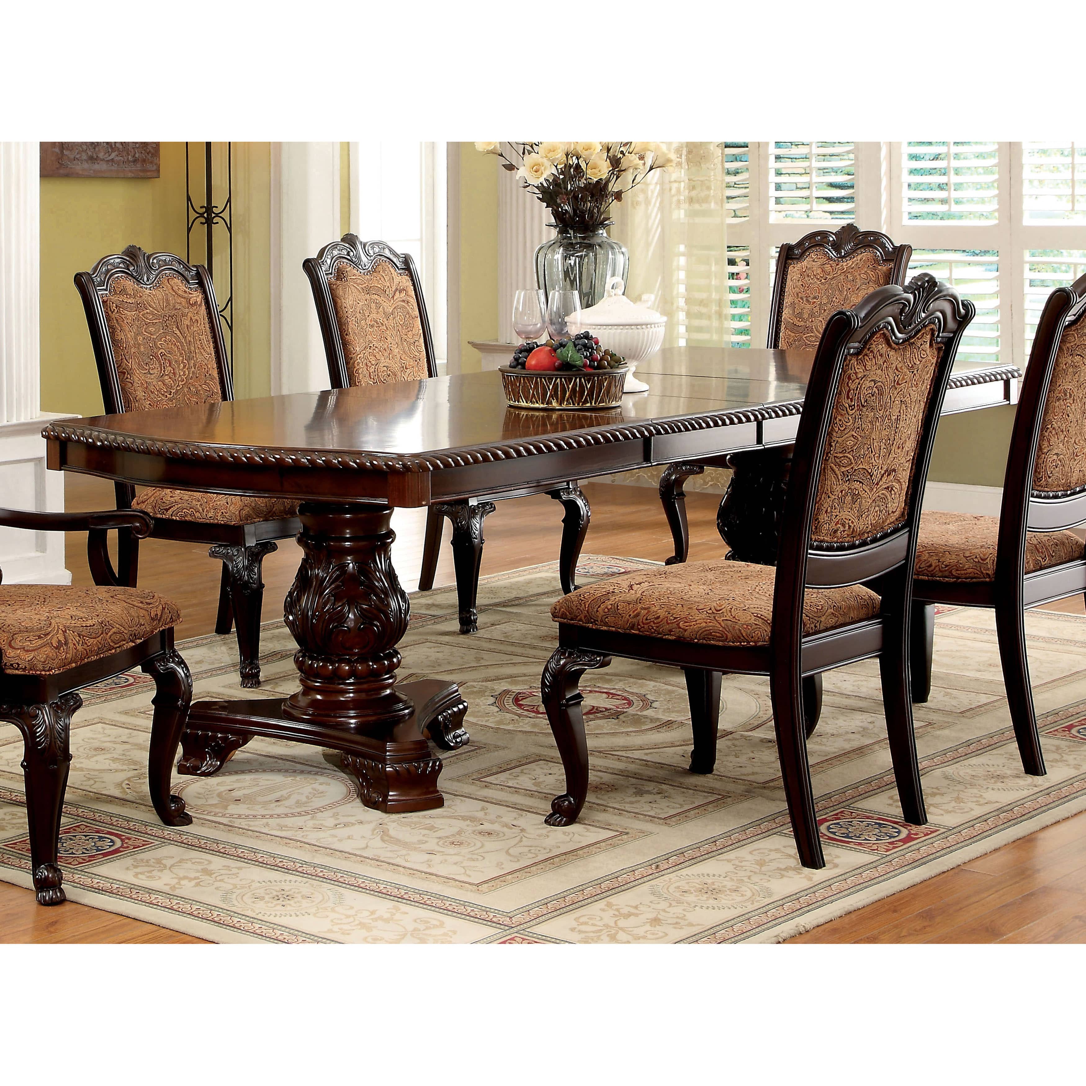 Furniture of America Oskarre Formal Brown Cherry 108inch Dining Table Furniture of America Oskarre Formal Brown Cherry 108inch Dining Table