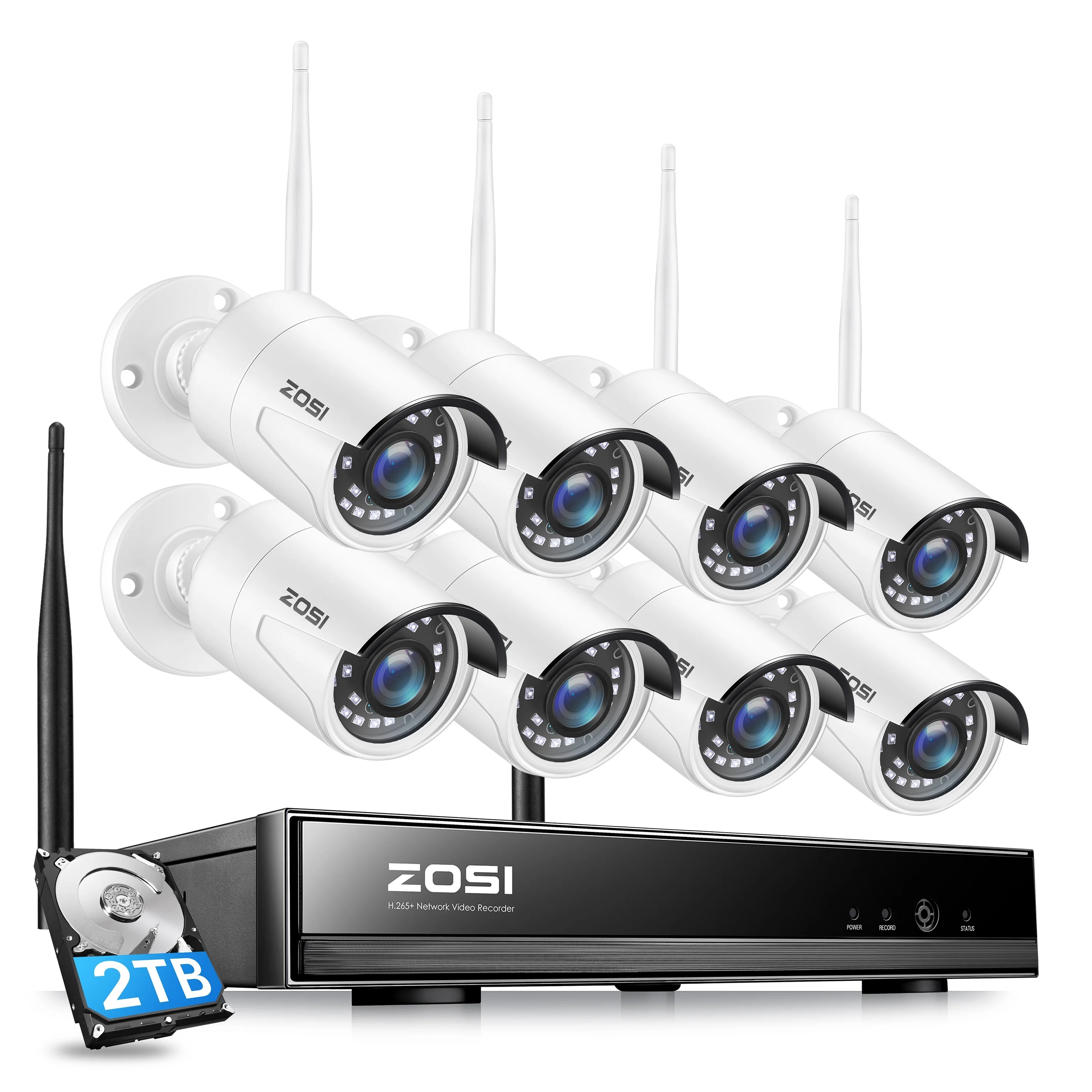 ZOSI 8CH 1080P Wireless Security Cameras System With 2TB Hard Drive,H