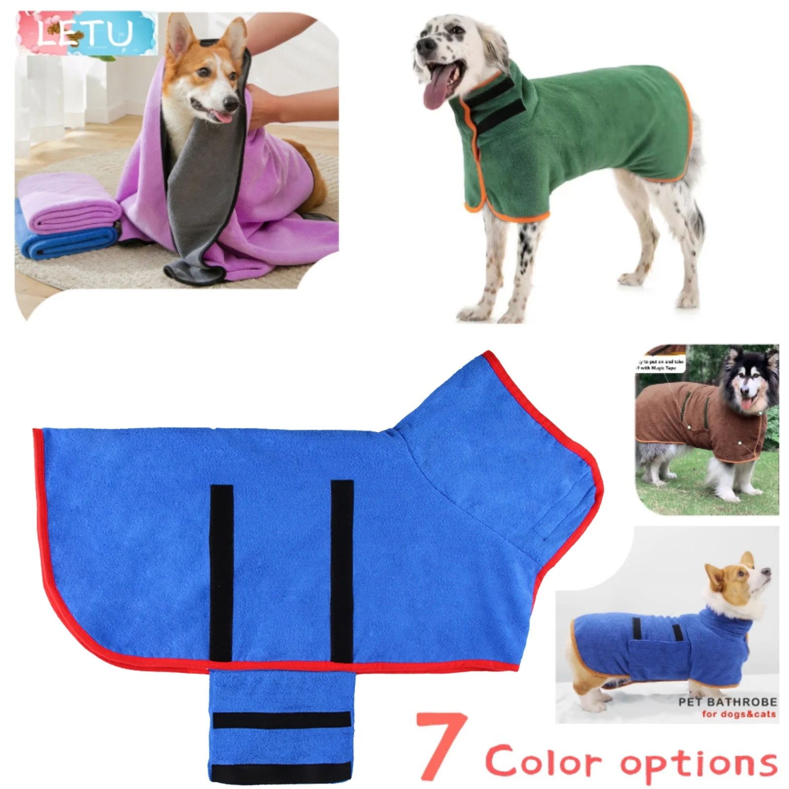 Crowdstage Dog Drying Coat, Super Absorbent Dog Bathrobe Microfibre