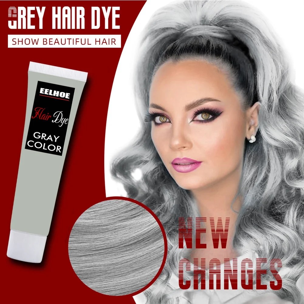Grey Hair Dye Cream DIY Fashion Permanent Light Grey Silver Color Hair