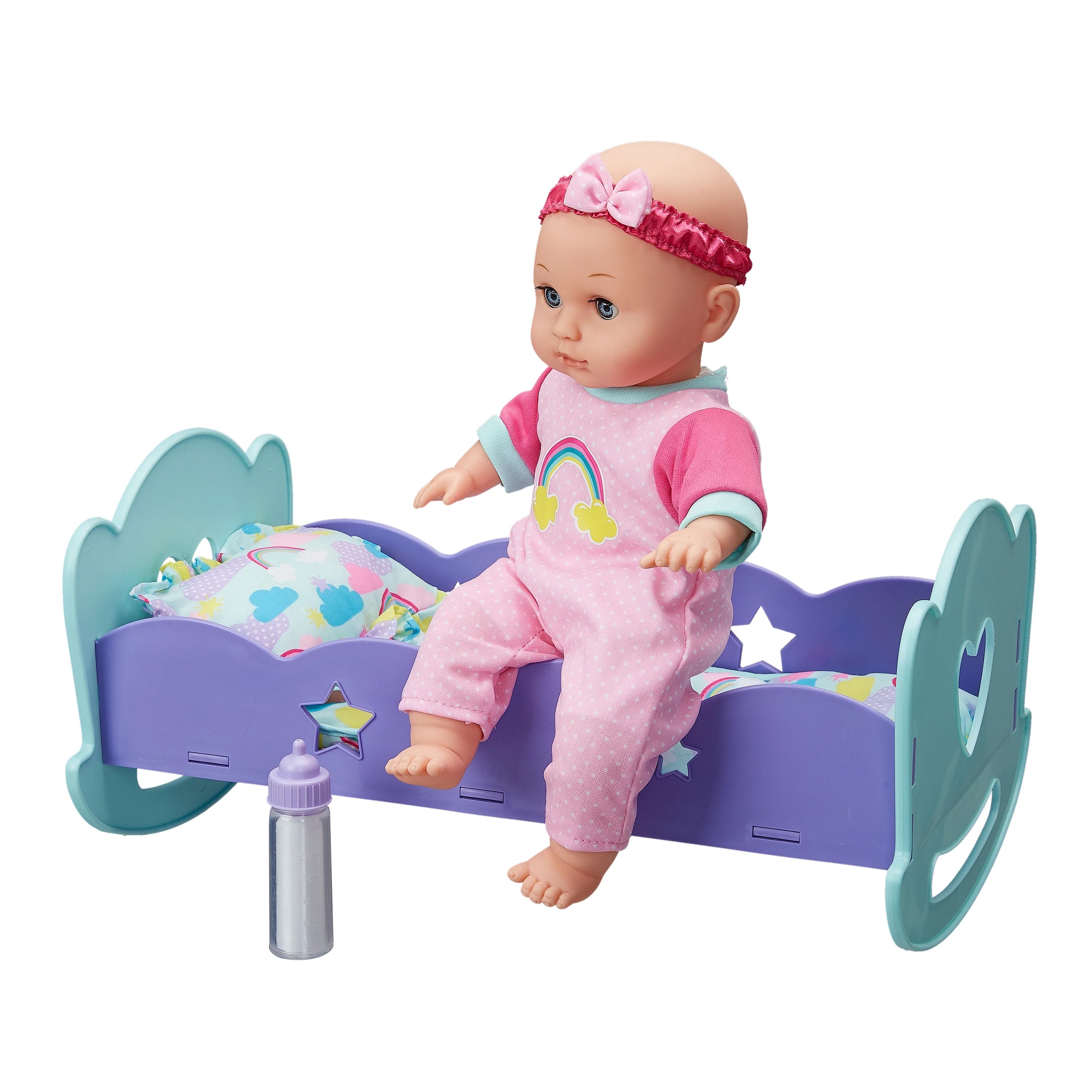 My Sweet Love 12" Baby Doll with Musical Rocking Crib, 3 Pieces
