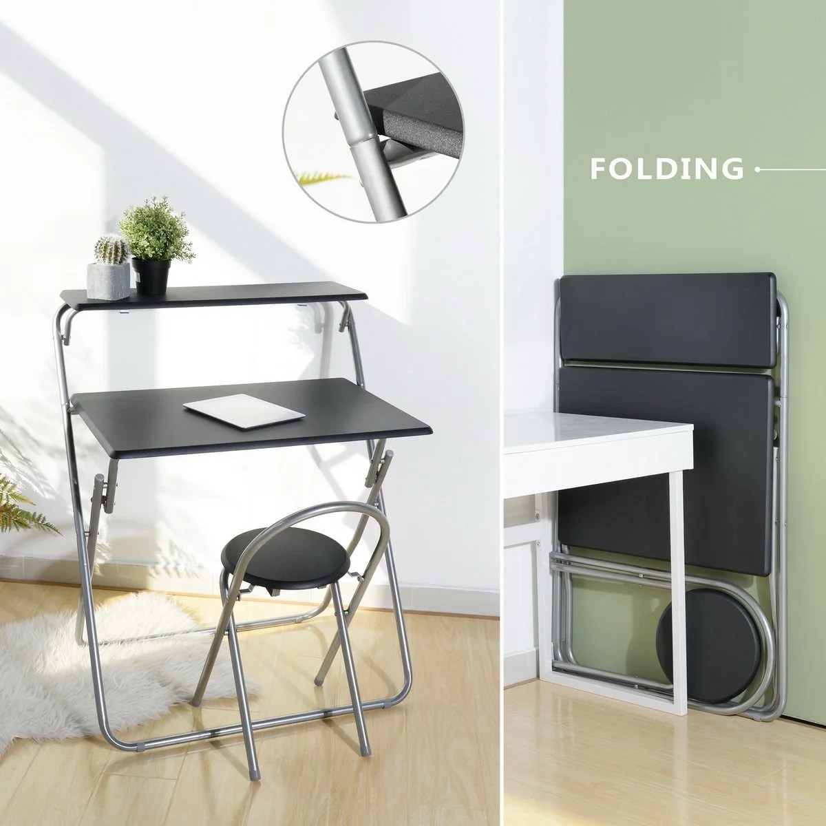 Aingoo Folding Computer Desk and Chair Set for Teens Student, Home