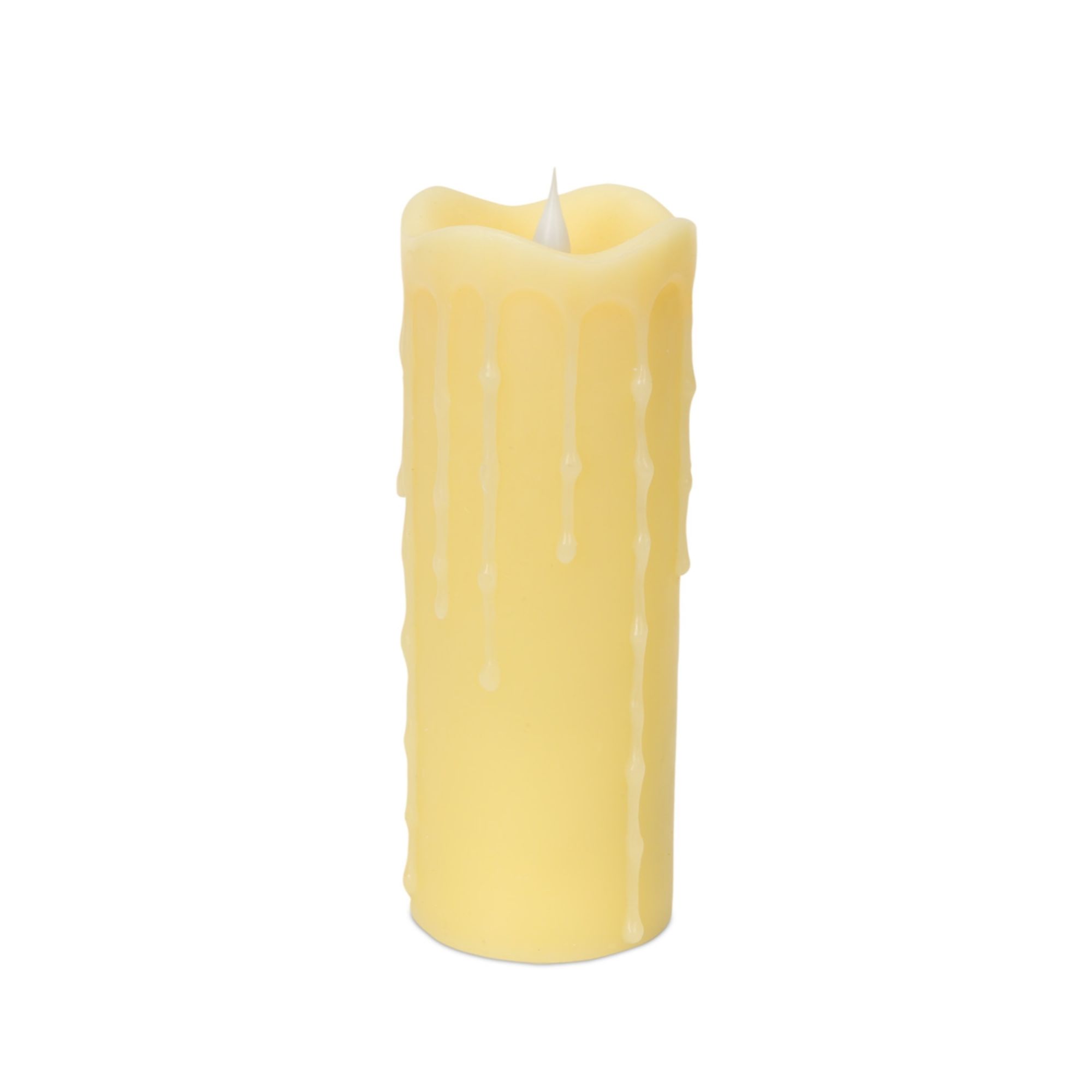Set of 2 Ivory Simplux LED Dripping Candle with Moving Flame Pillar