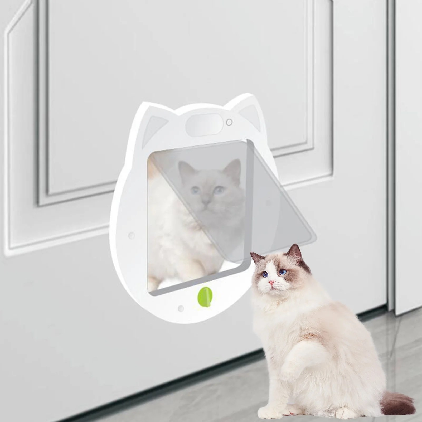 Washranp Large Cat Door,Easy to Install Durable Cute Cat Head Shape Pet