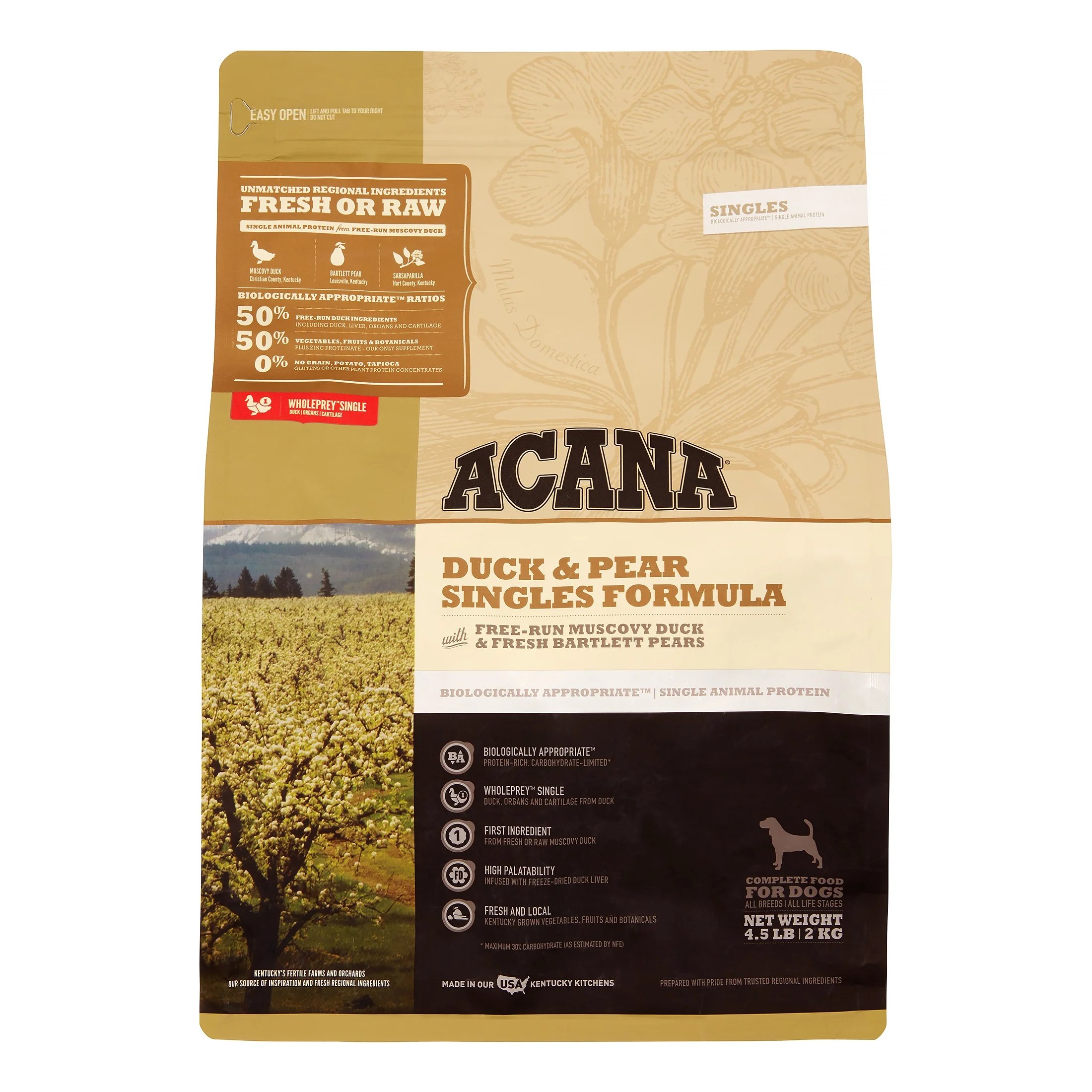 Acana Singles GrainFree Duck & Pear Dry Dog Food, 4.5 lb