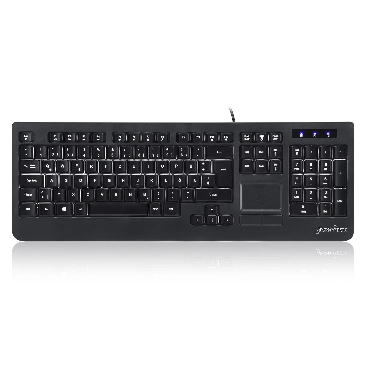 Perixx Periboard313 Wired USB Backlit Computer Keyboard With Touchpad