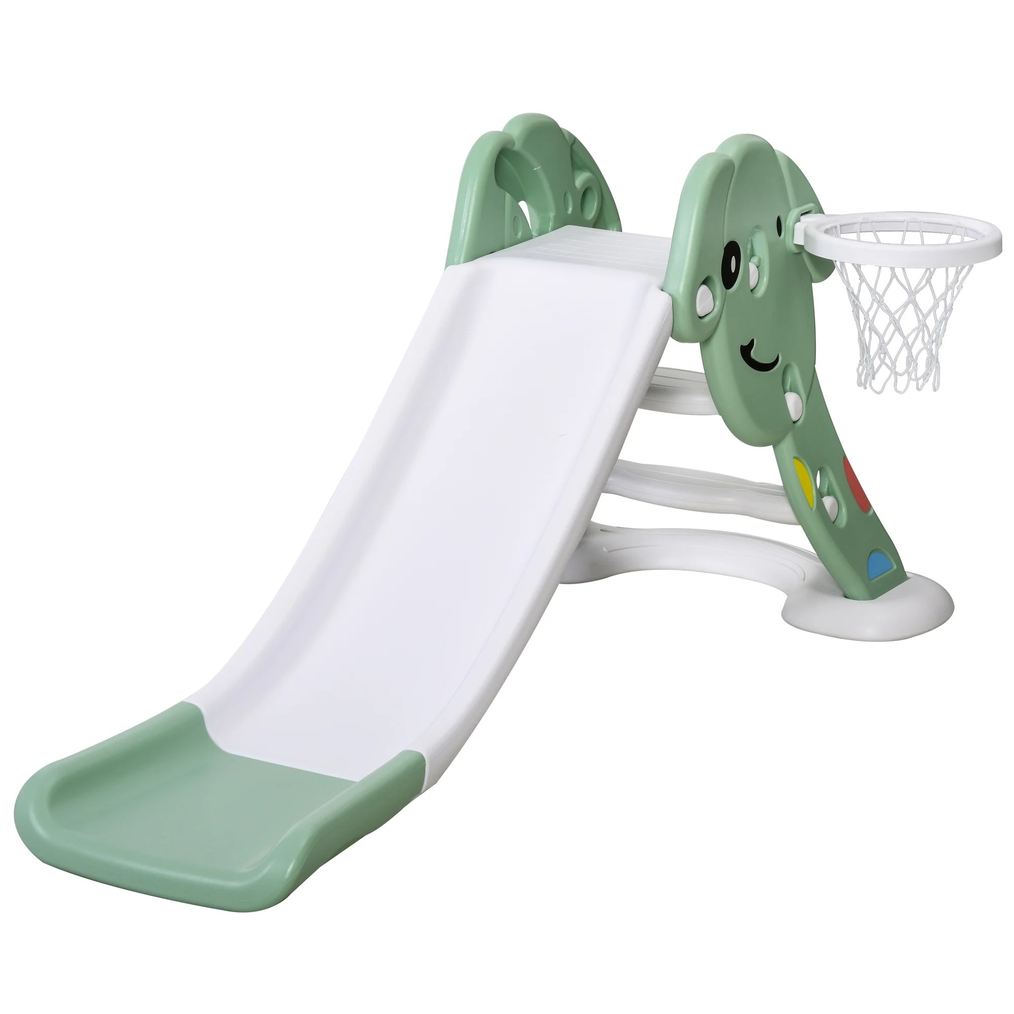 Qaba Kids Slide with Basketball Hoop Toddler Climber Freestanding