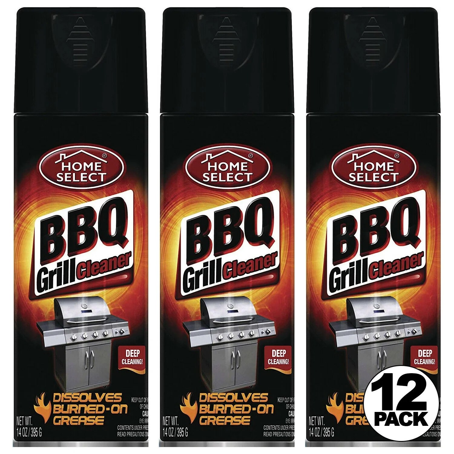 BARBECUE BBQ GRILL CLEANER SPRAY GREASE DISSOLVES BURNEDON 12 oz (12