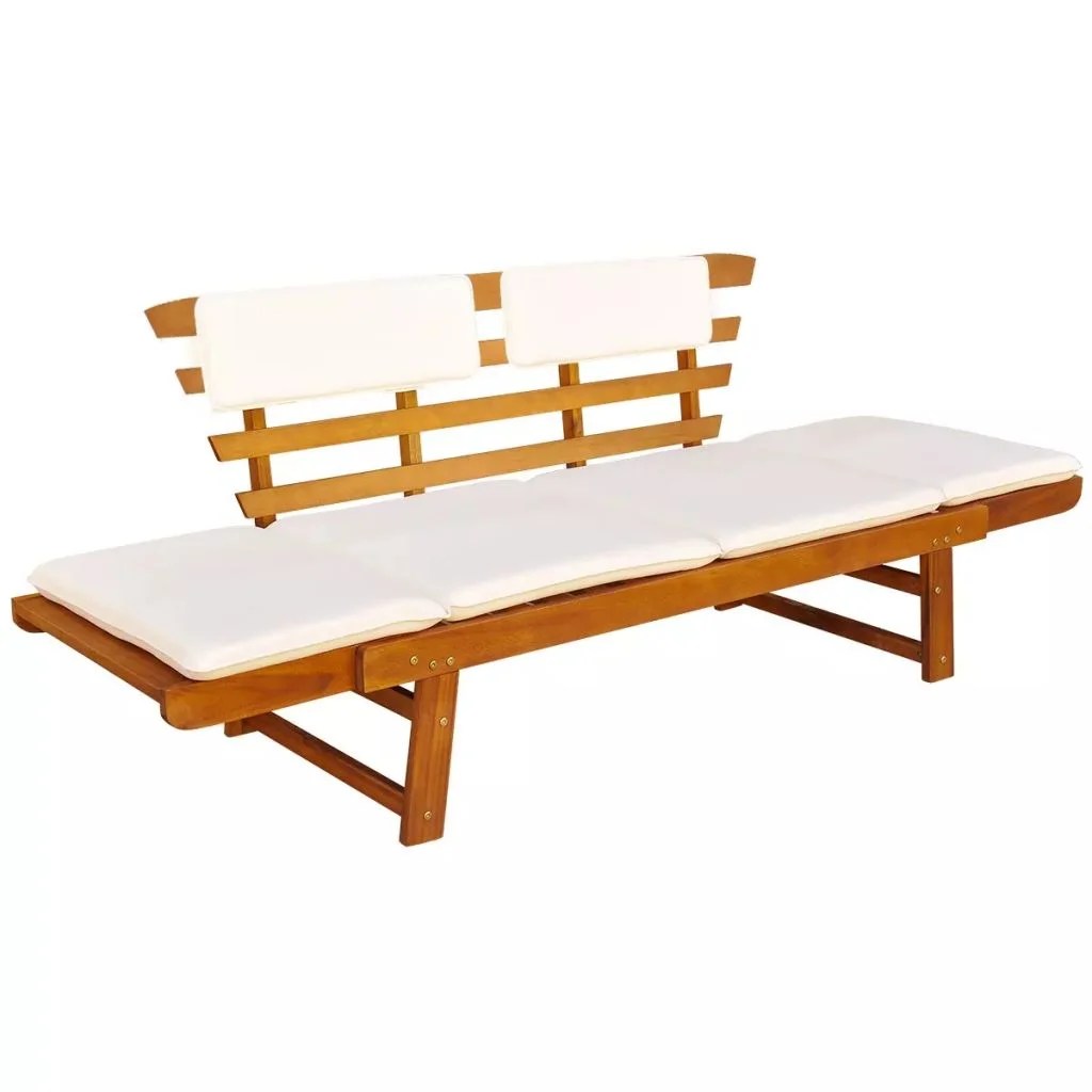 White Outdoor Bench Inlife Garden Bench with Cushions 2in1 74.8