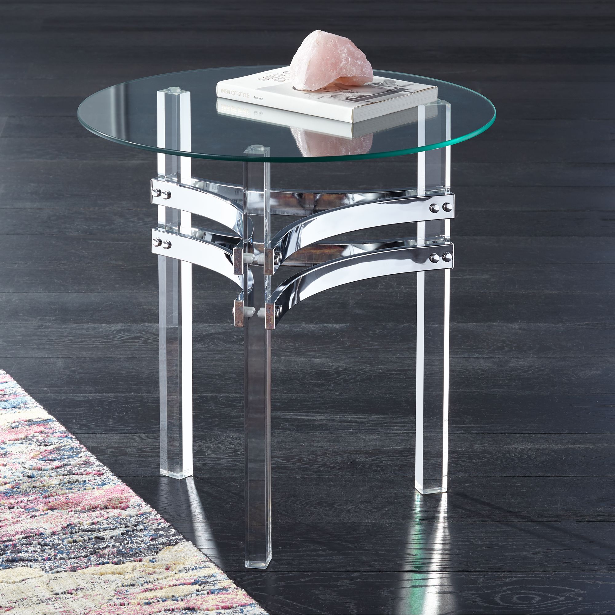 Studio 55D Serenity 23 3/4" Wide Glass and Clear Acrylic Accent Table