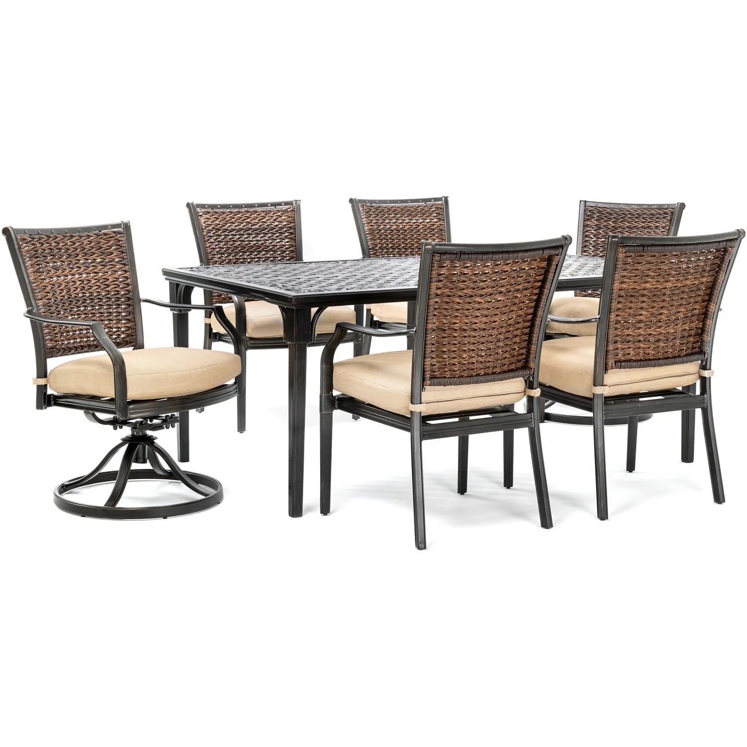 Hanover Mercer 7Piece Patio Dining Set in Country Cork Hanover Mercer 7Piece Patio Dining Set in Country Cork