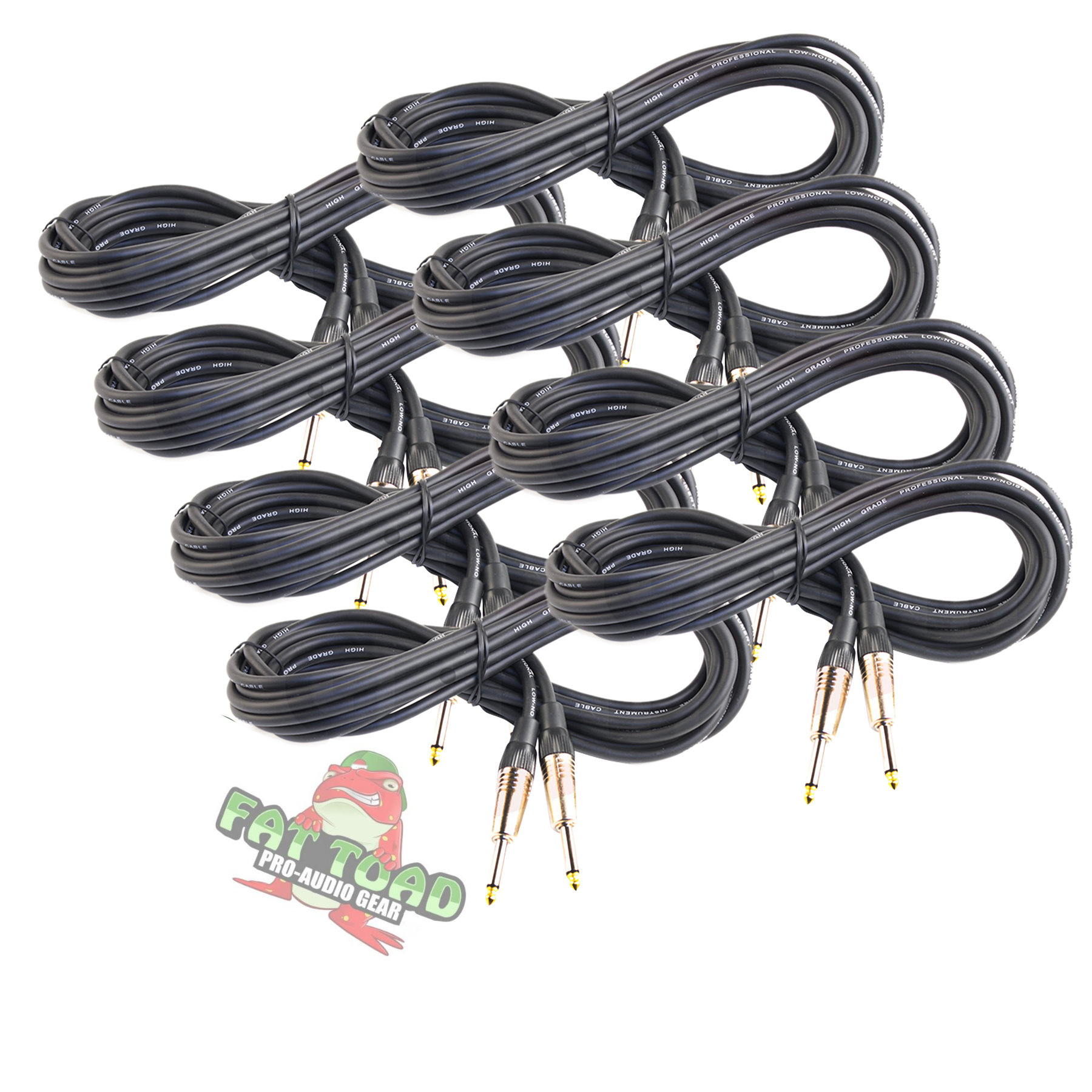 Guitar Cables (8 Pack) Instrument Cord by FAT TOAD 20GA Patch Conductor