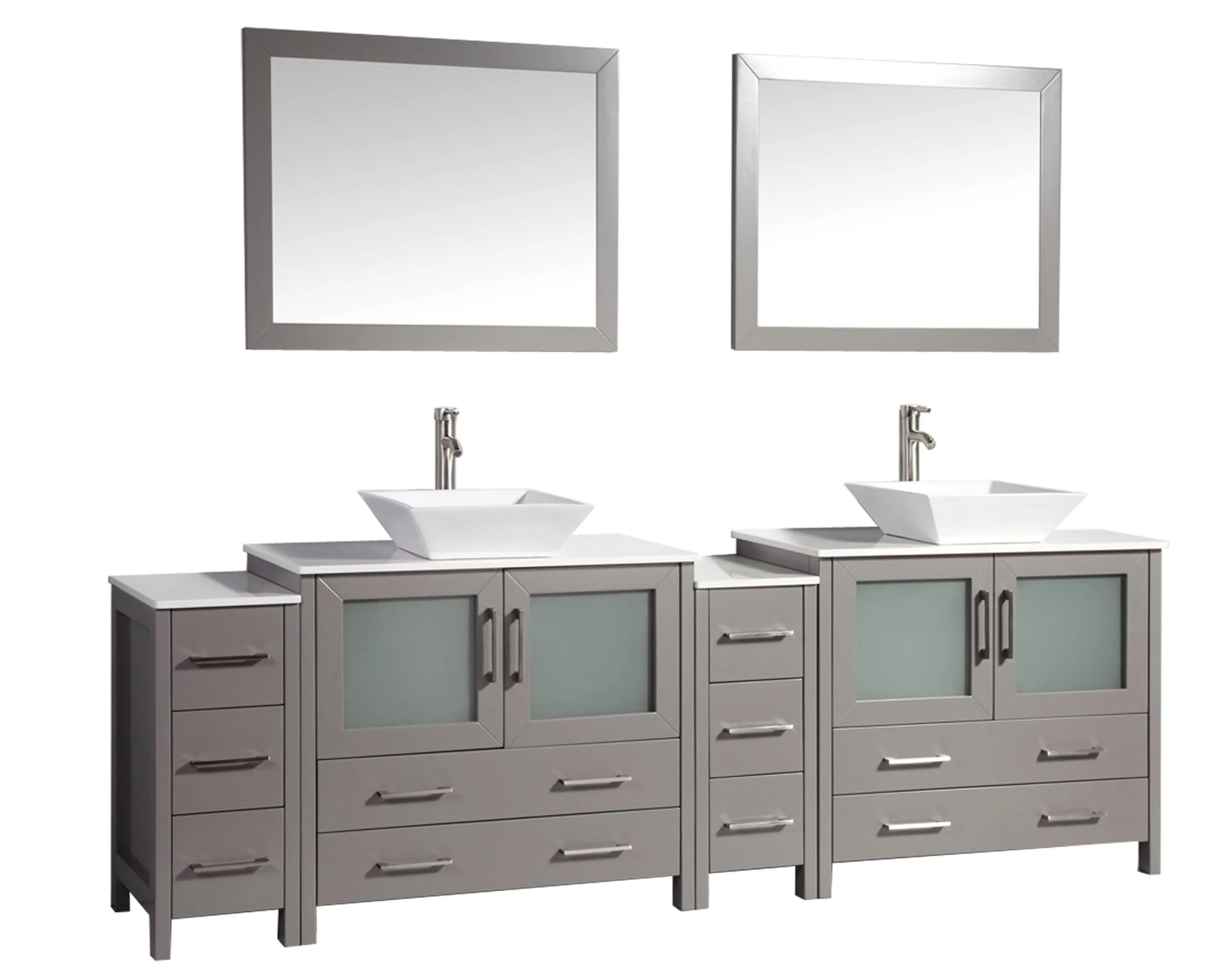 Vanity Art 96 inch double sink bathroom vanity set with ceramic vanity