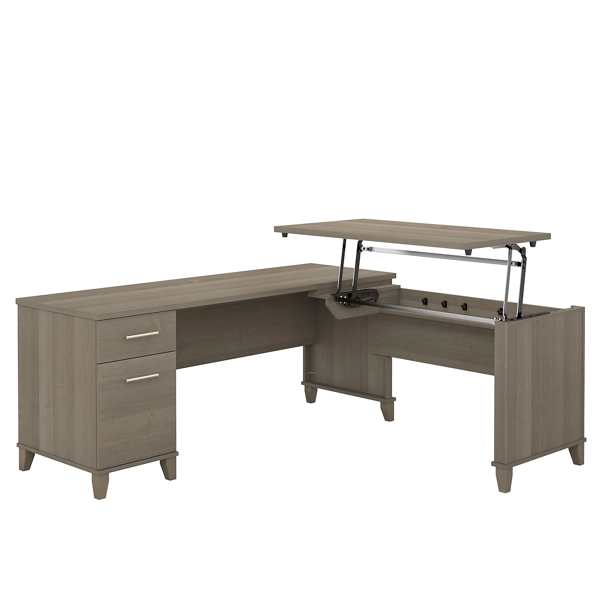 Bush Furniture Somerset 72 Inches L Desk With Adjustable Height - 3  Position Sit To Stand Option In Ash Gray - Walmart.com Bush Furniture Somerset 72 Inches L Desk With Adjustable Height - 3  Position Sit To Stand Option In Ash Gray - Walmart.com