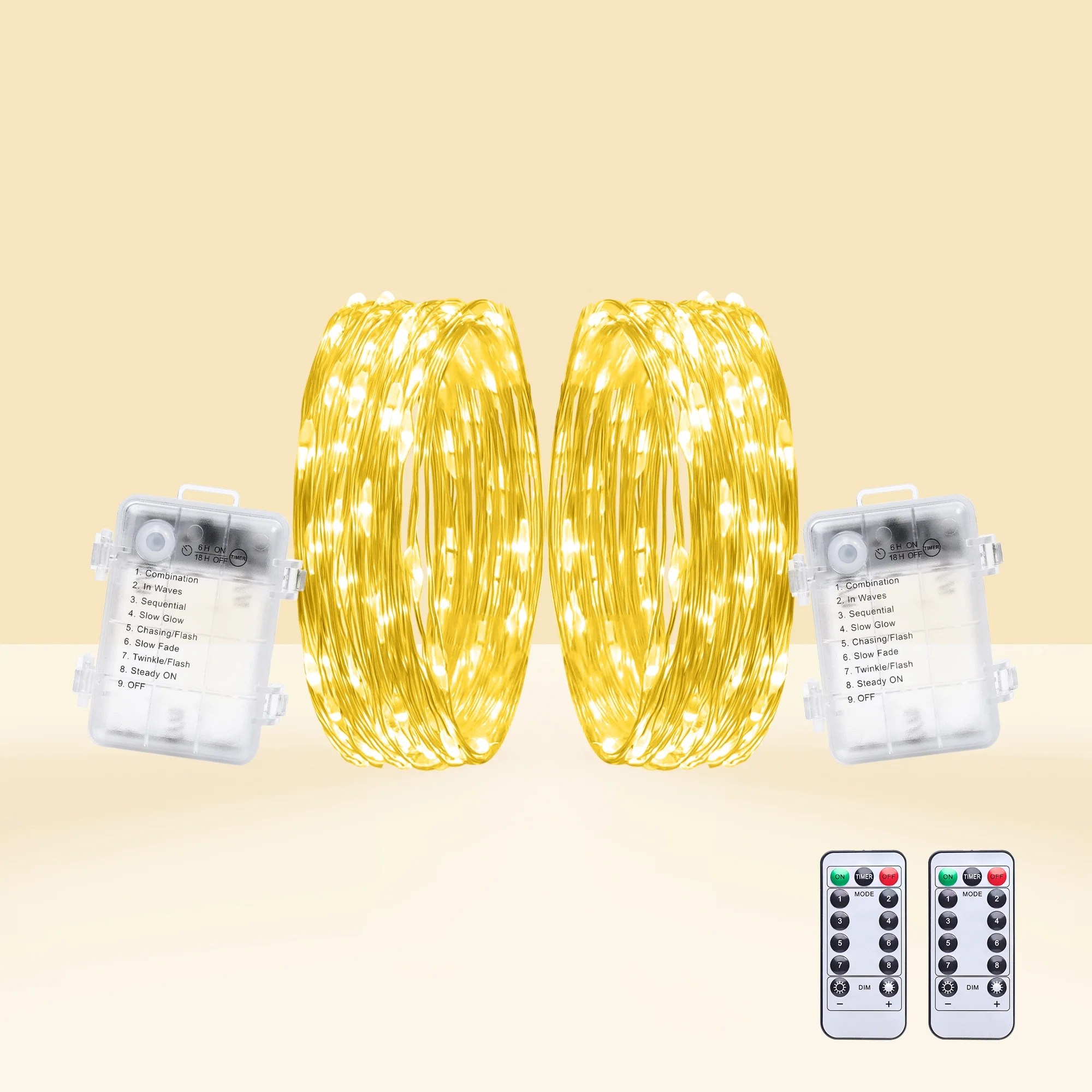 GFLAI 2 Packs Fairy Lights Battery Operated, 32 FT 100LEDs Warm White