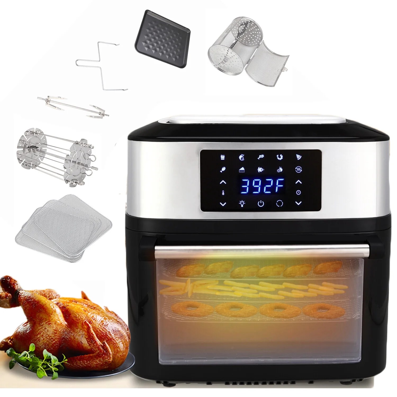 Qt 16L Air Fryer,All-in-One Air Fryer, Oven, Rotisserie, And Dehydrator