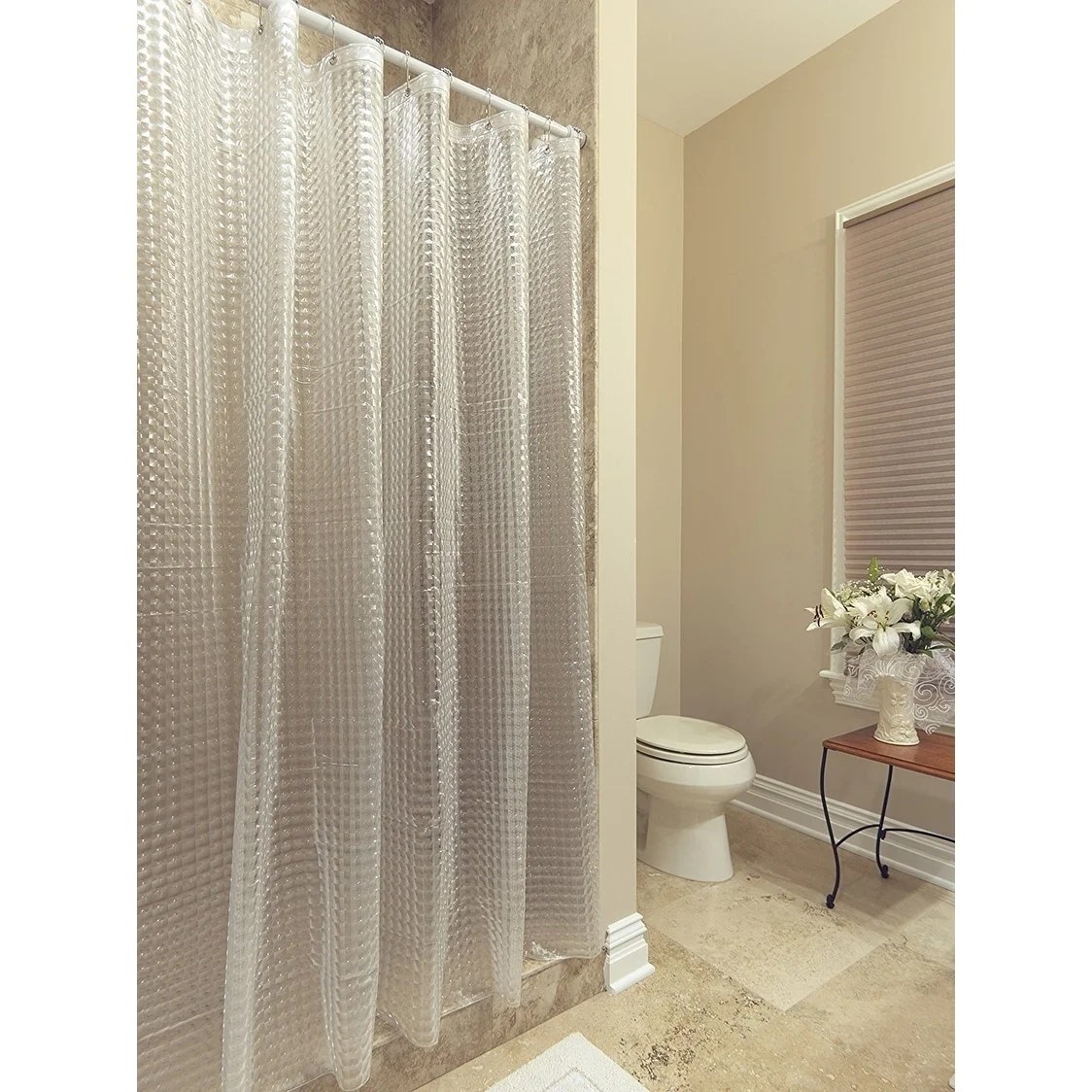 Ottomanson Durable Heavy Duty 10 Gauge Clear Shower Curtain Liner with