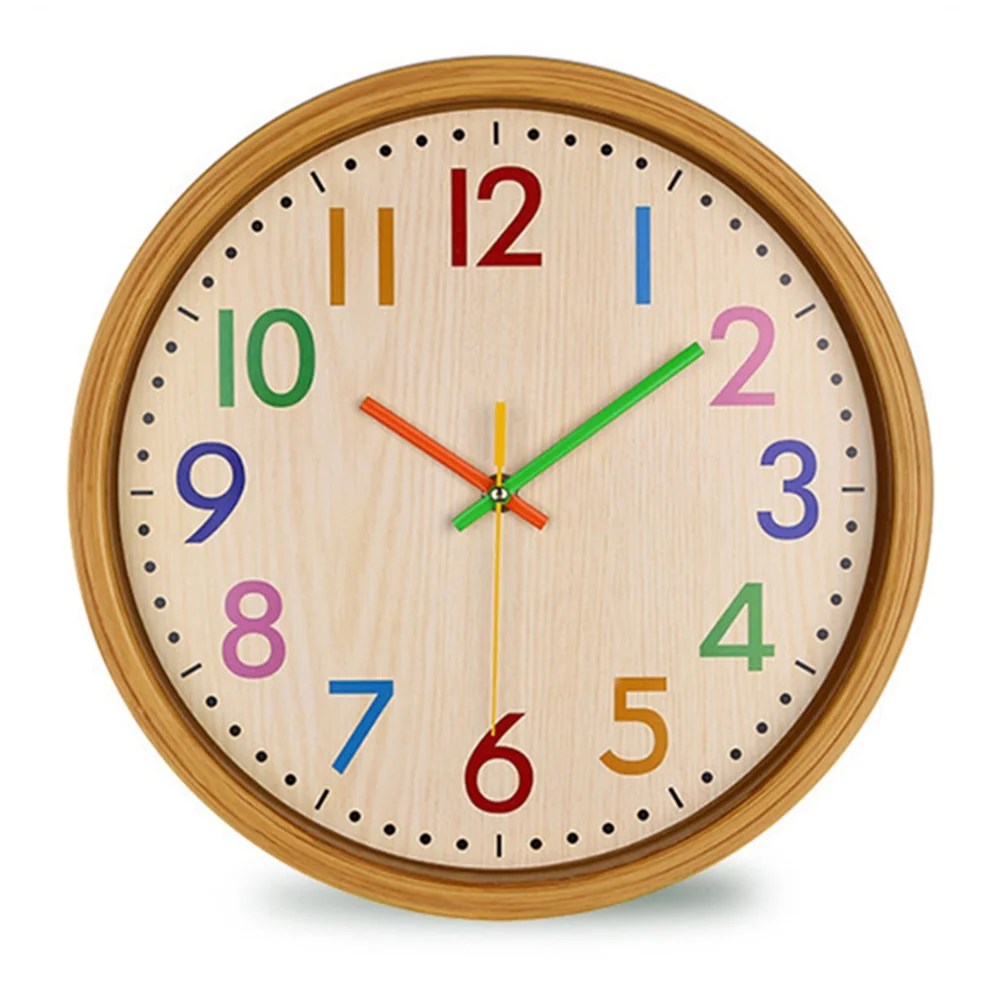 12 Inch NonTicking Wall Clock Colorful Number Kids Wall Clock Battery