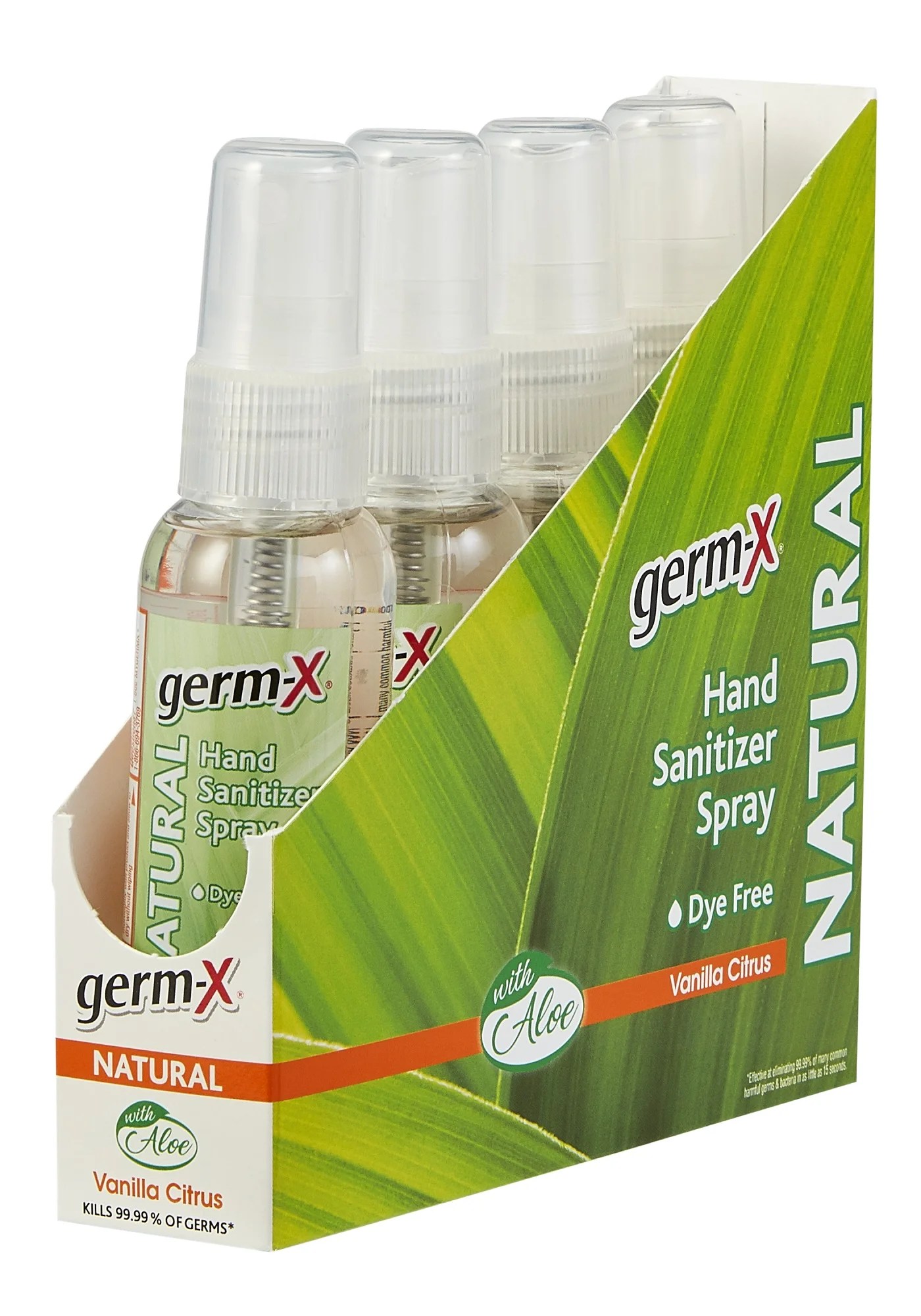 (Pack of 4) GermX Natural Vanilla Citrus Hand Sanitizer Spray, 2 Oz