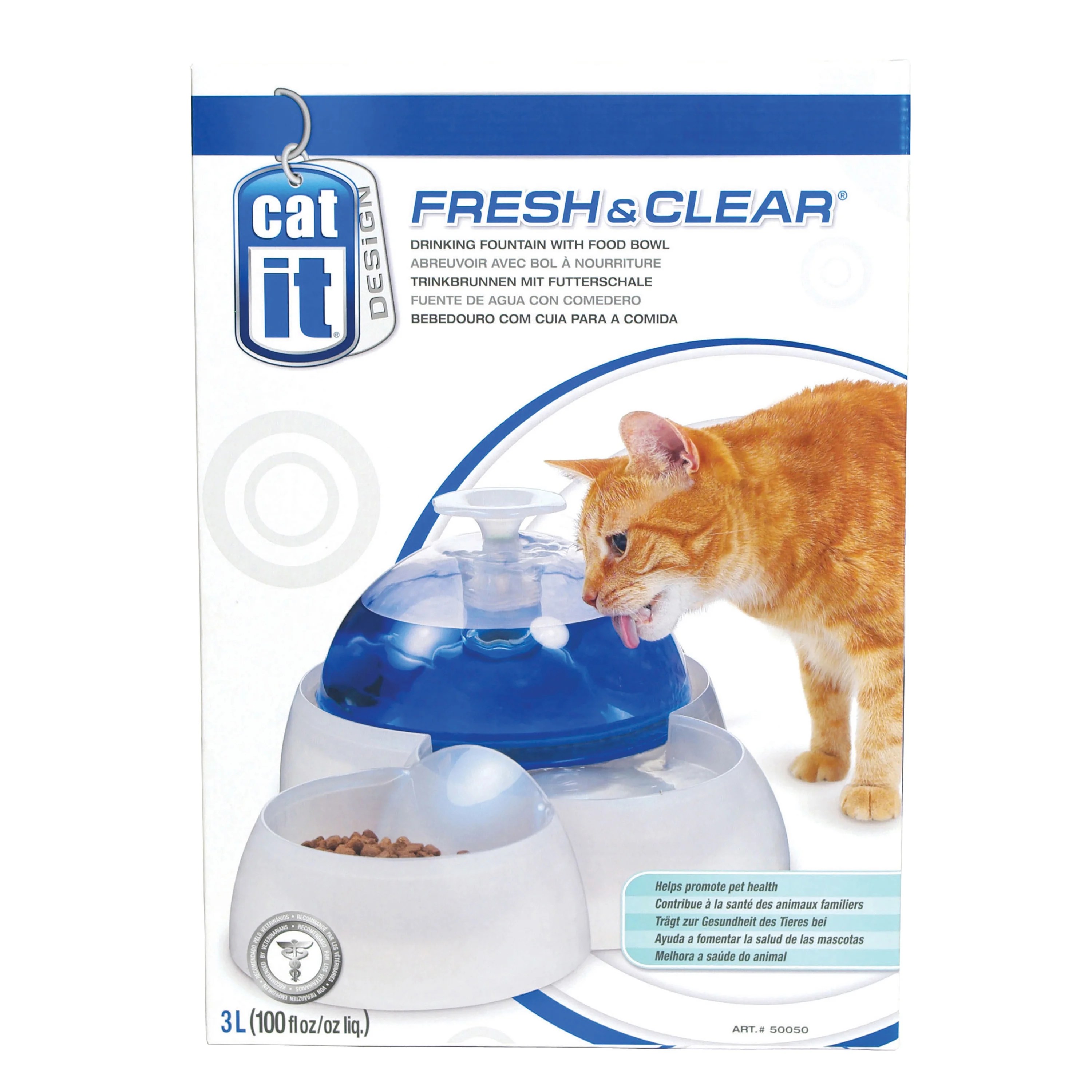 Catit, Fresh & Clear Automatic Cat Fountain, White/ Blue - Walmart.com