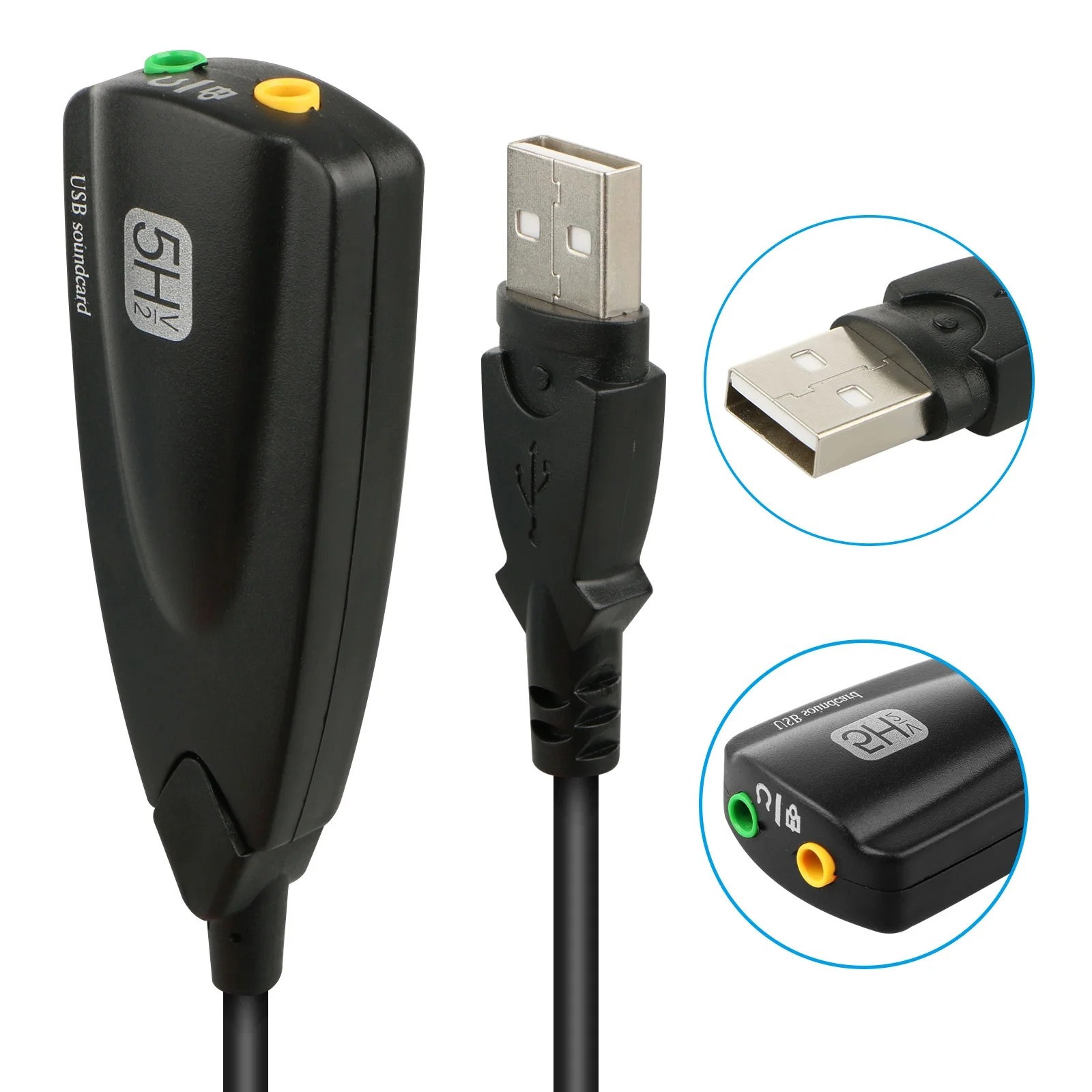 EEEkit USB Headset Audio Adapter, Black USB to 3.5mm AUX
