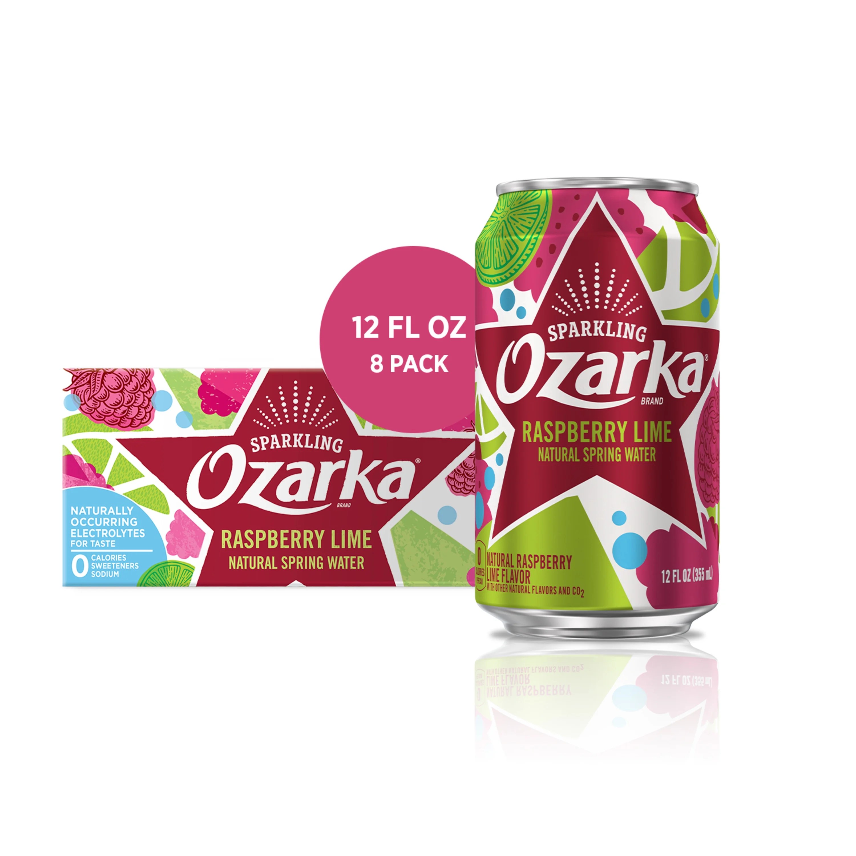 Ozarka Sparkling Water, Raspberry Lime, 12 oz. Cans (8 Count) Walmart