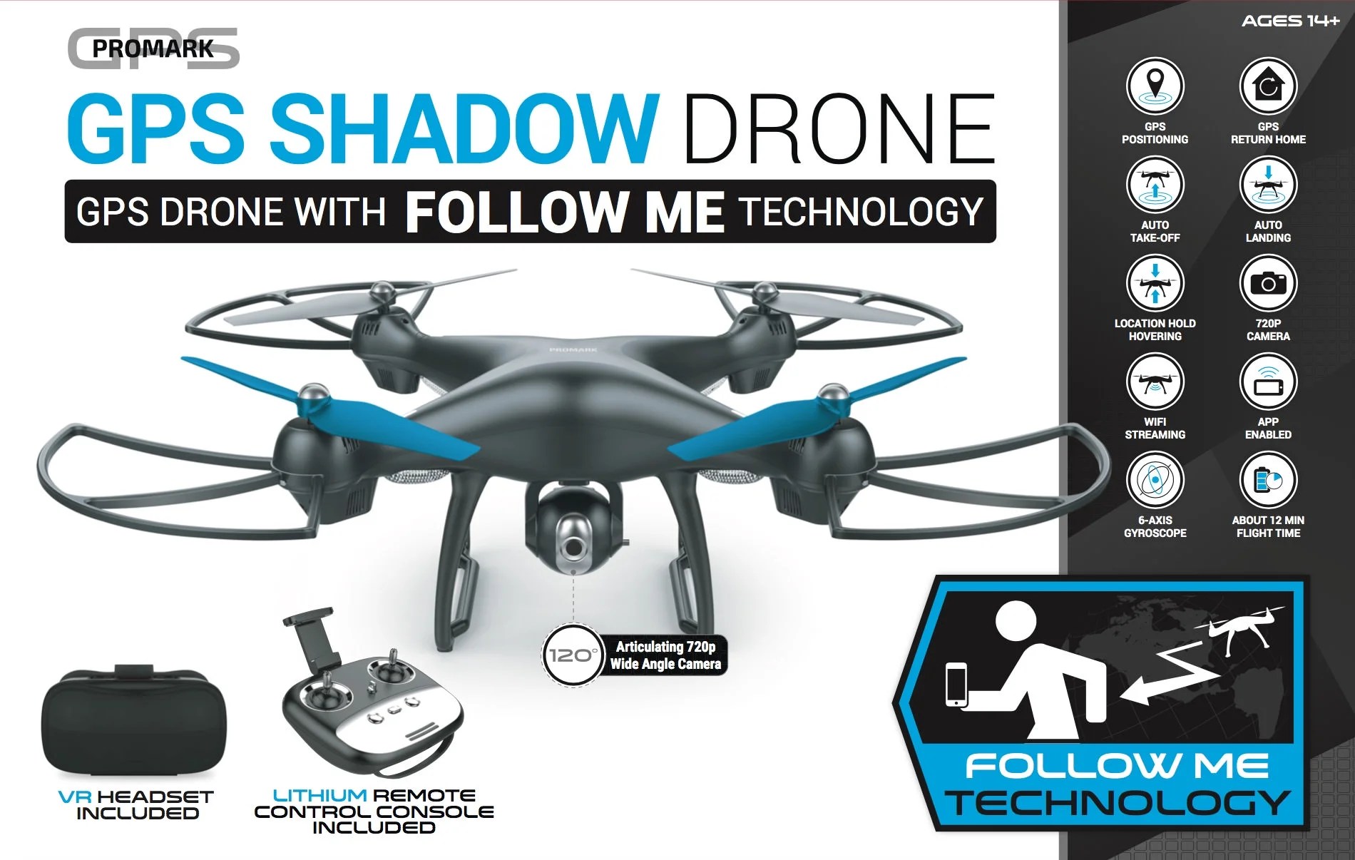 ProMark P70 GPS Shadow Aerial Drone /w Accessories Included - Walmart.com