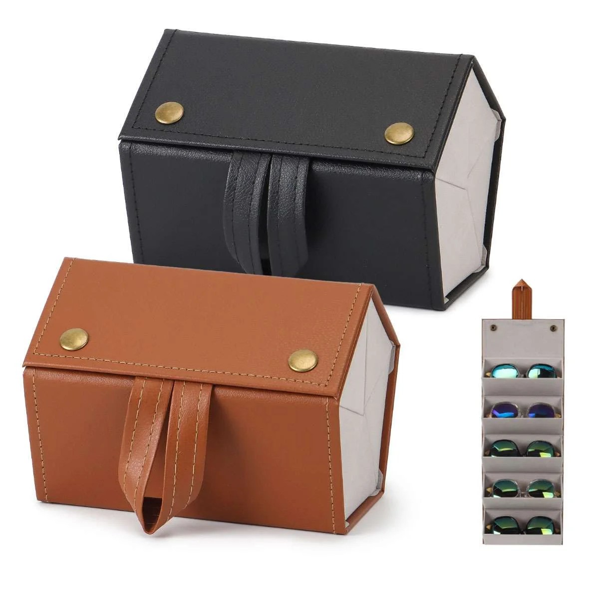 Spencer Sunglasses Organizer with 5 Slots, Travel Glasses Case Multiple